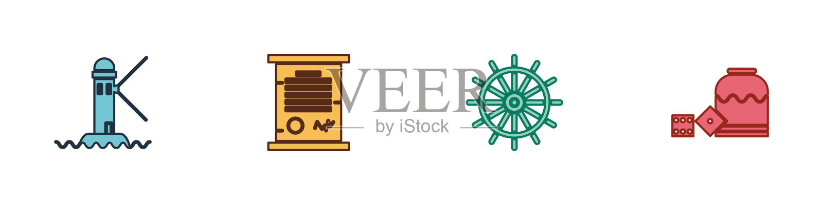 设立灯塔法令羊皮纸卷轴船图标素材