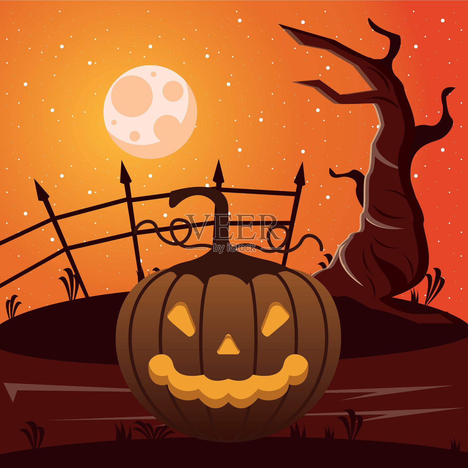 万圣节快乐的庆祝卡片和南瓜插画图片素材