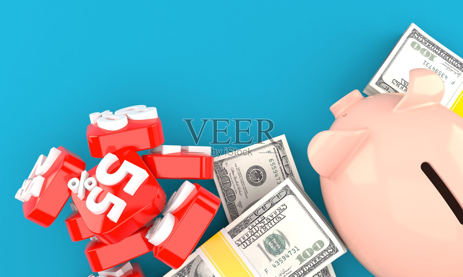 存钱罐和钱的百分比数字照片摄影图片