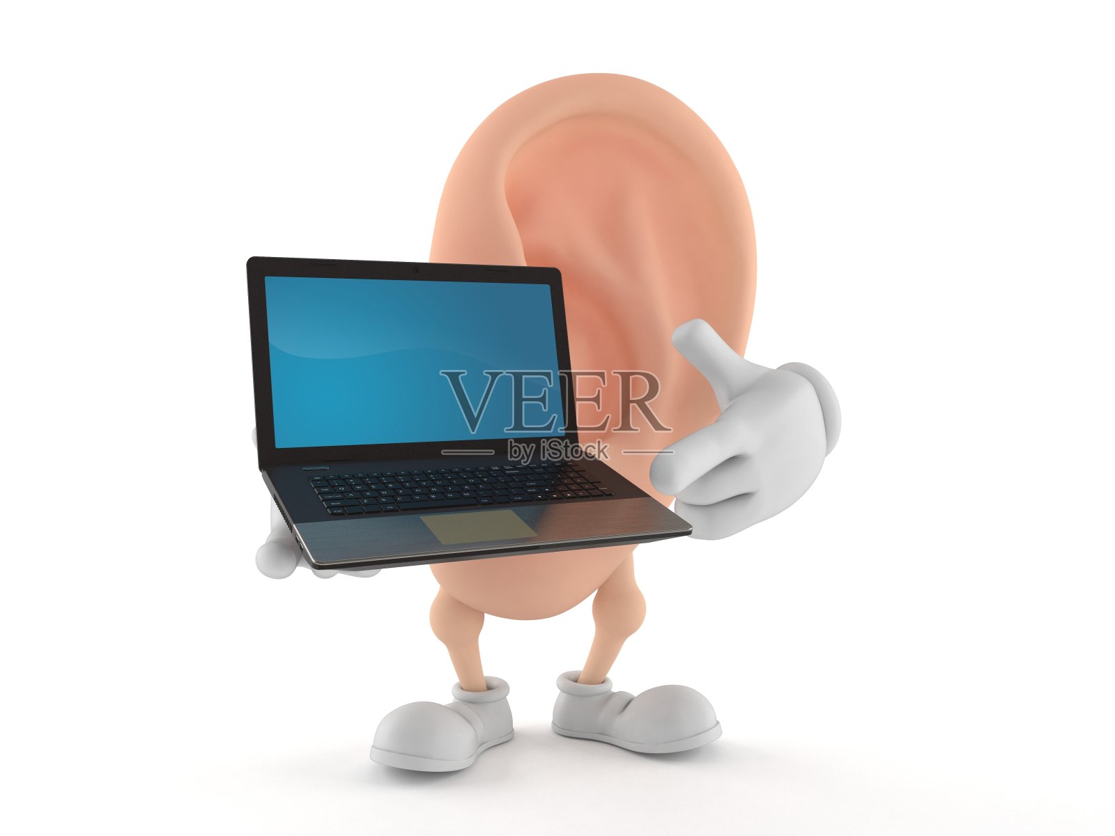 持耳字符笔记本电脑照片摄影图片