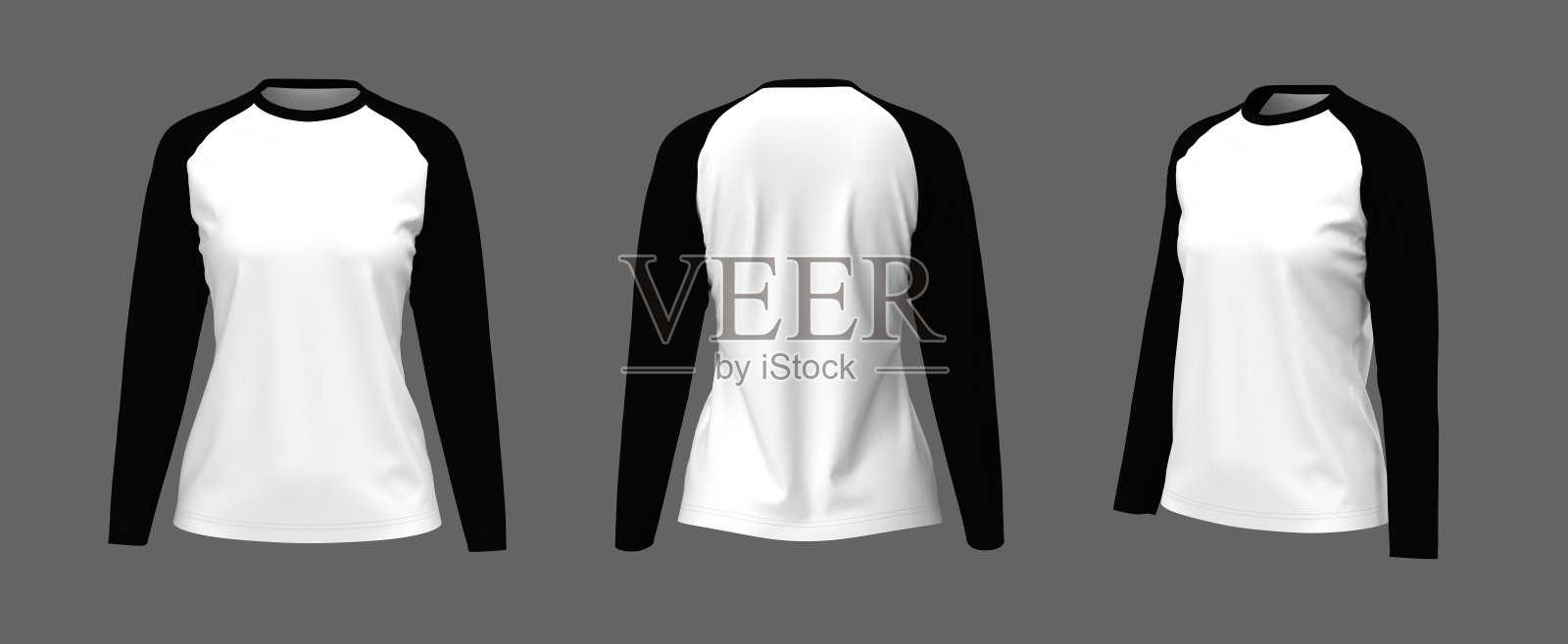 长袖raglan t恤模型照片摄影图片