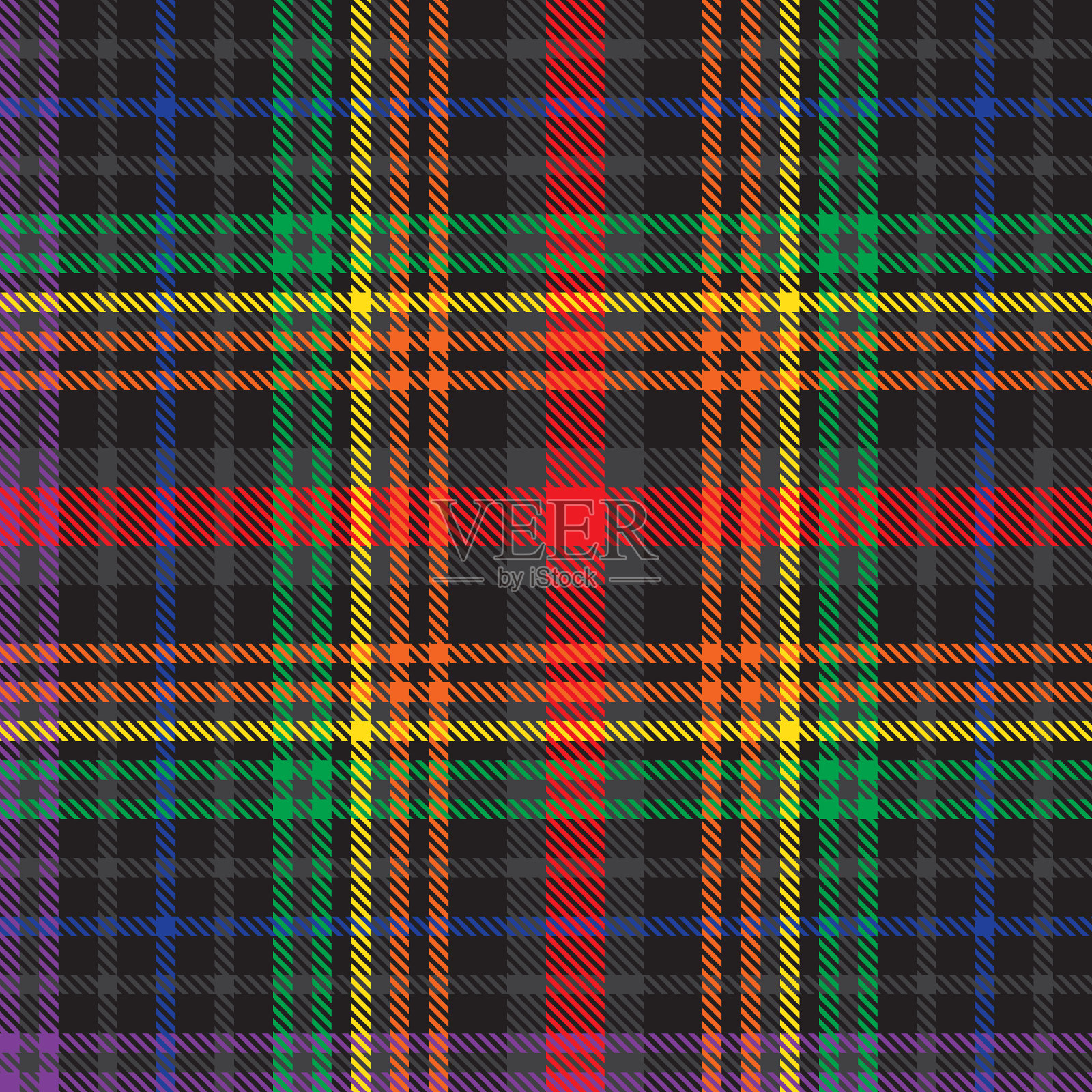 彩虹峡谷格子纹理无缝图案插画图片素材