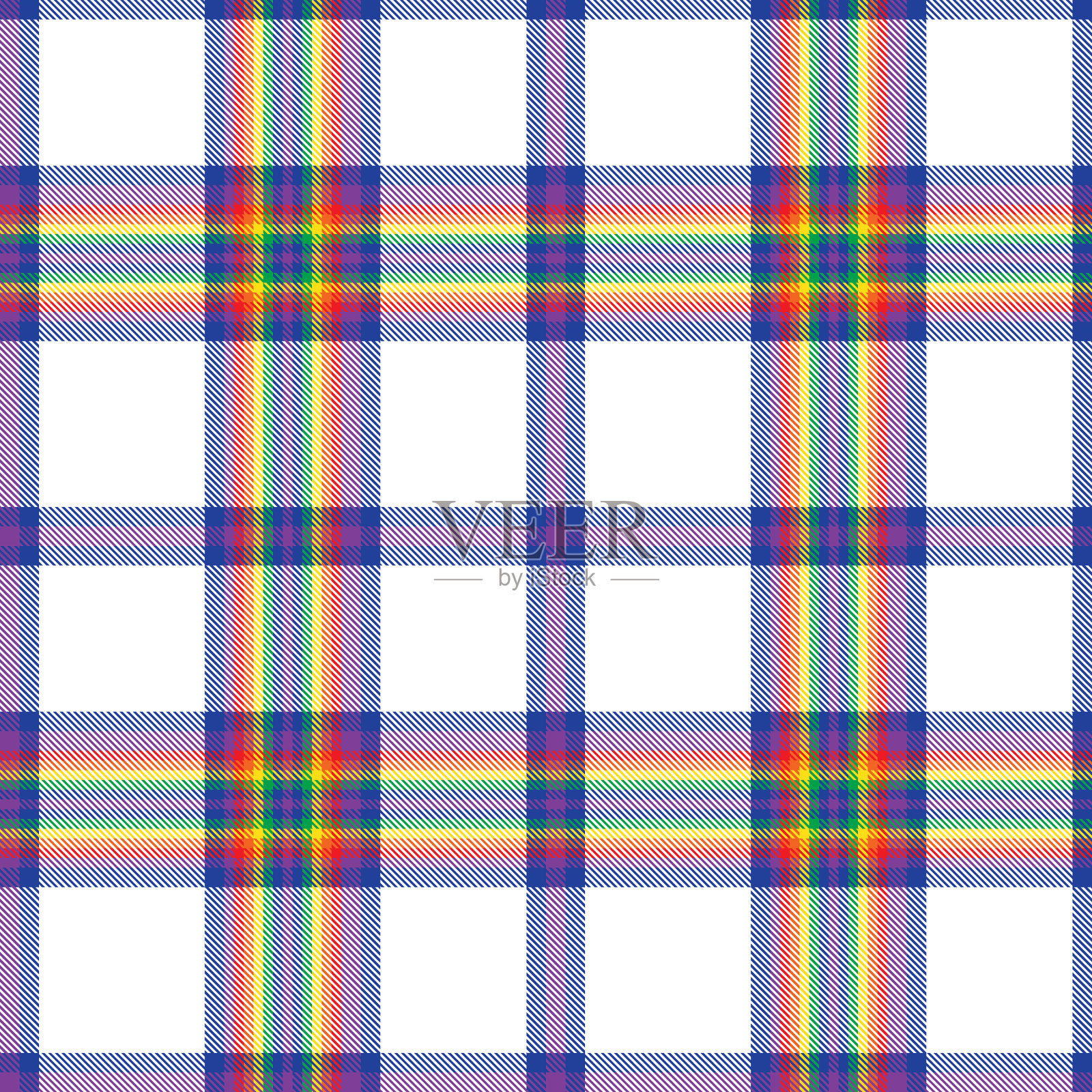 彩虹峡谷格子纹理无缝图案插画图片素材