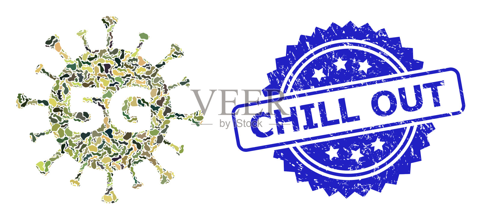 纹理冷却邮票和军事伪装插画图片素材