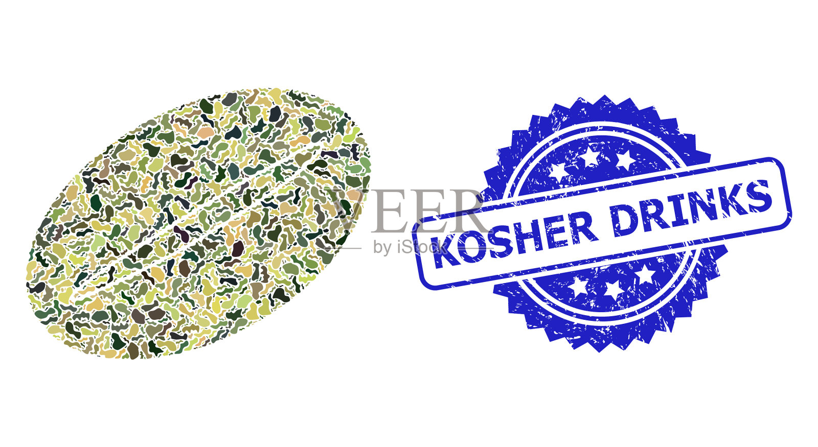 刮了洁食饮料印章和军用插画图片素材