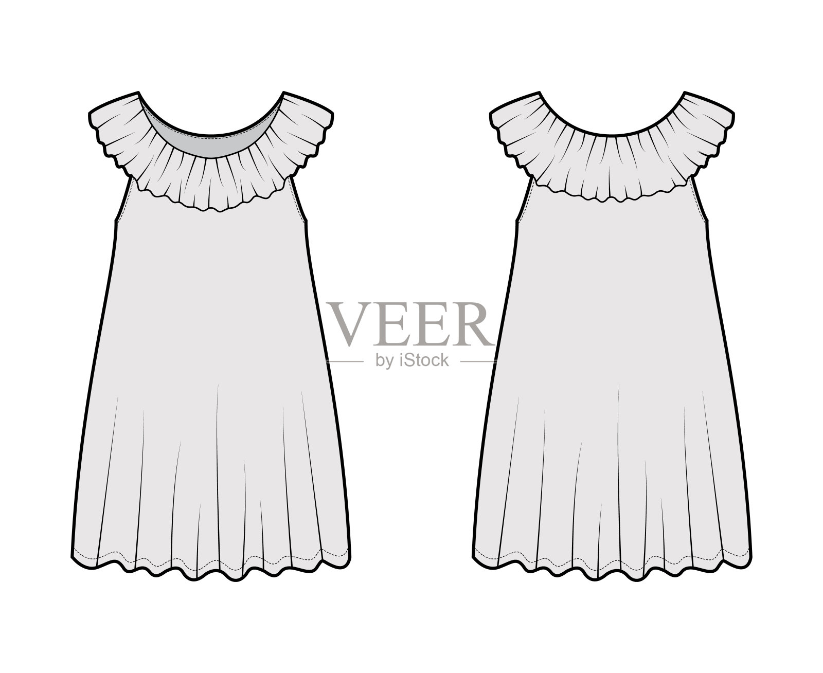 长款睡裤，褶皱领，吊带裙设计元素图片