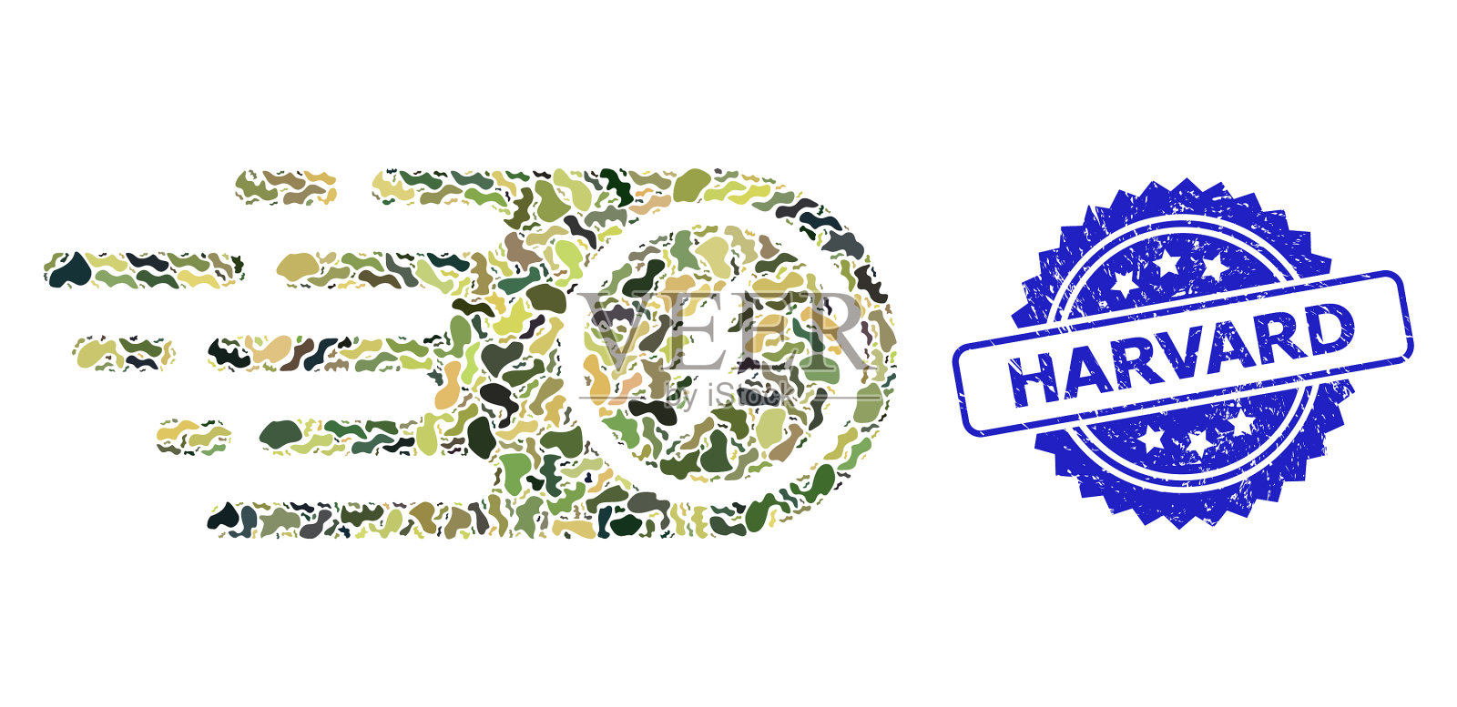 擦伤了哈佛海豹和军用伪装插画图片素材