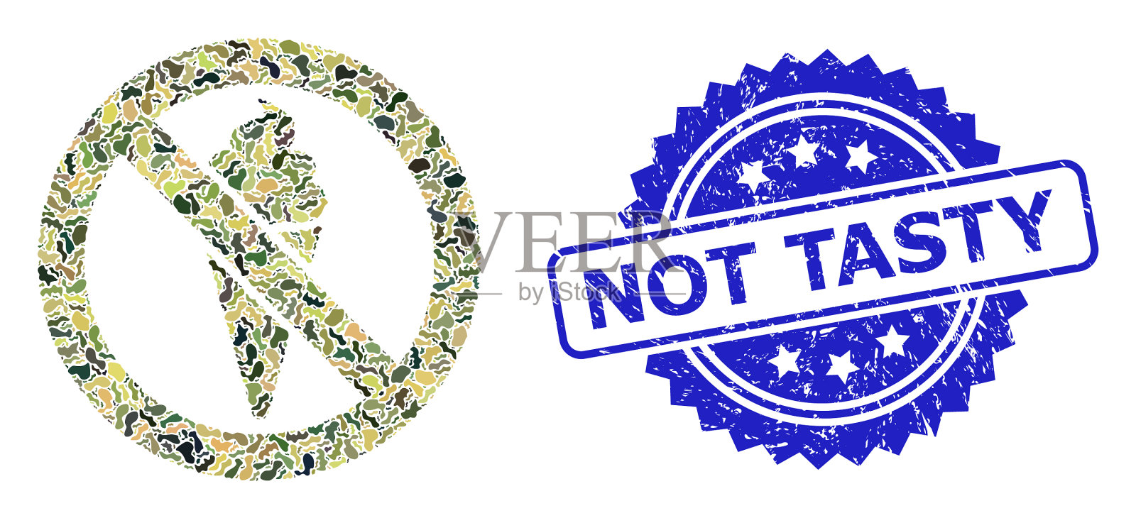 遇险不好吃邮票和军用伪装插画图片素材