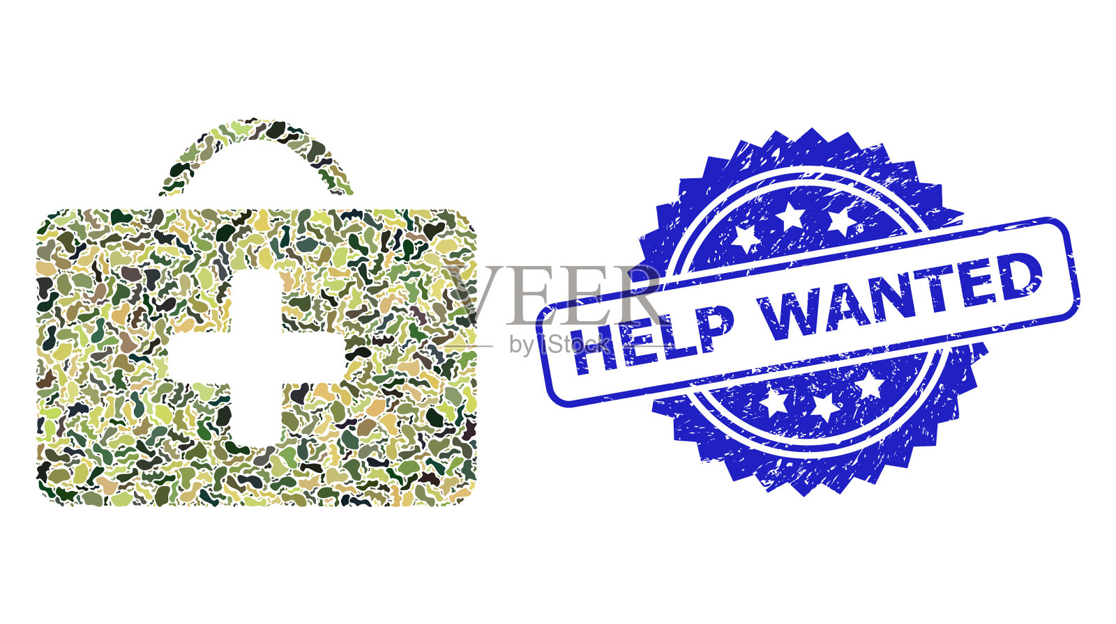 救援人员需要海豹和军用伪装插画图片素材