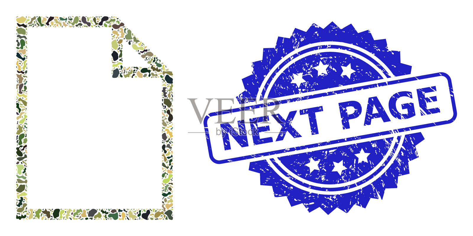 Grunge下一页印章印章和军事图标素材