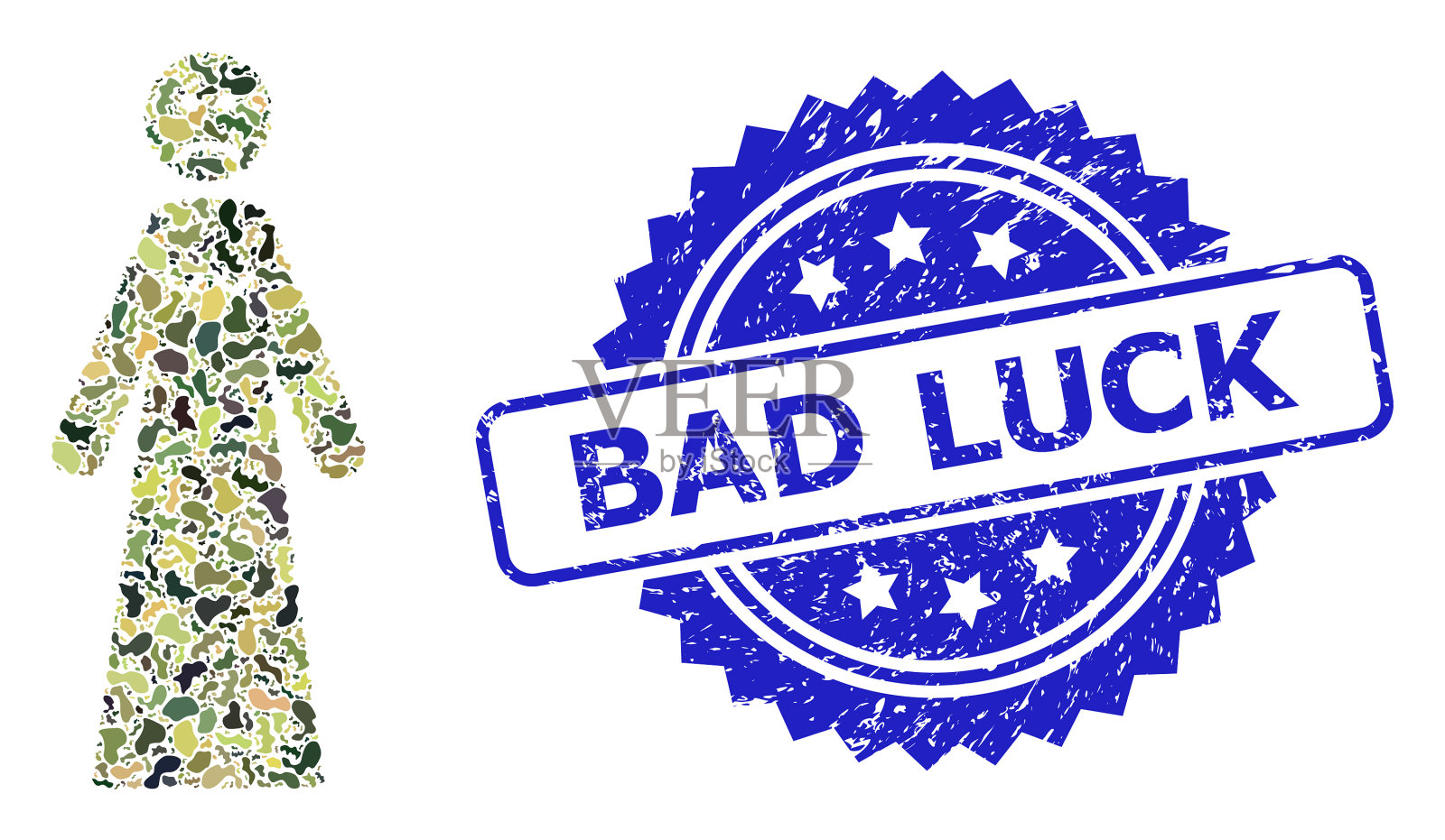 遇险，倒霉邮票和军用伪装插画图片素材