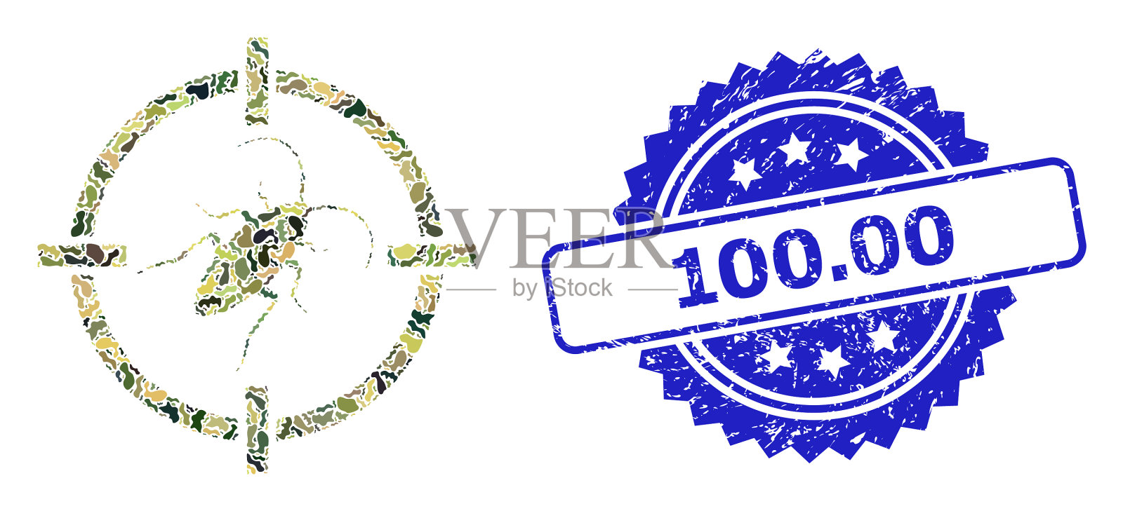 橡胶10000邮票和军用迷彩插画图片素材