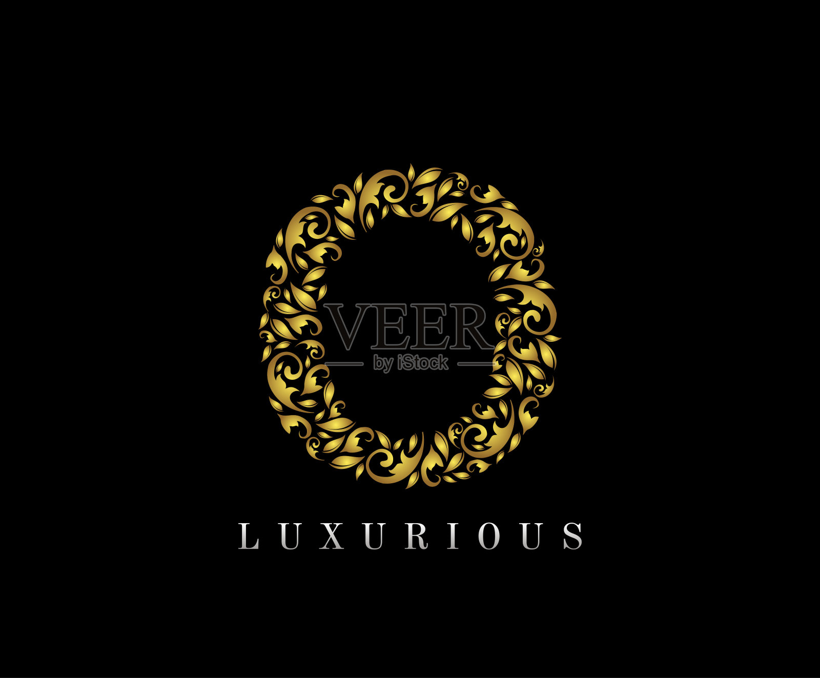 豪华O字金图标设计。插画图片素材