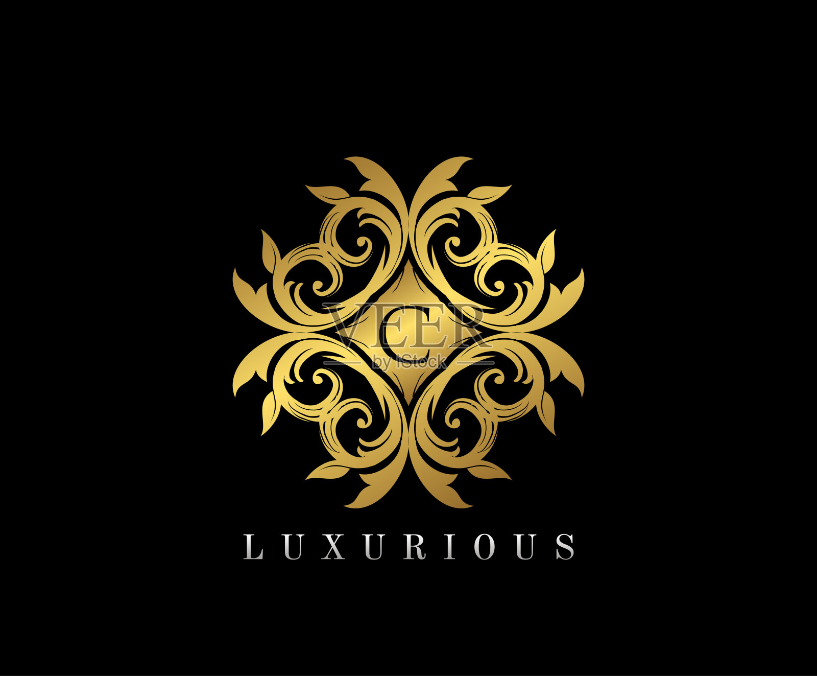 金色优雅的徽章字母C矢量设计。插画图片素材