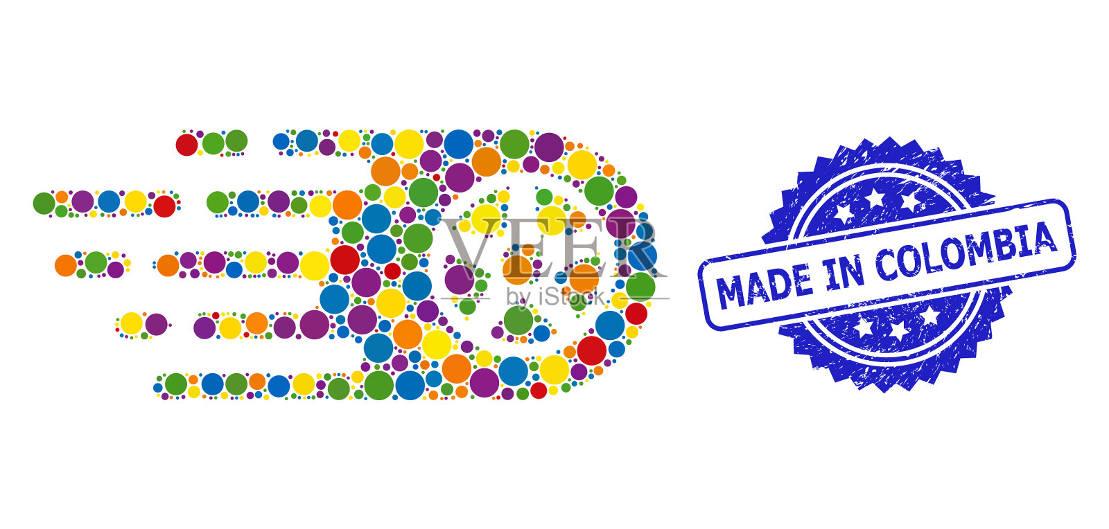 哥伦比亚的危难邮票，颜色鲜艳插画图片素材