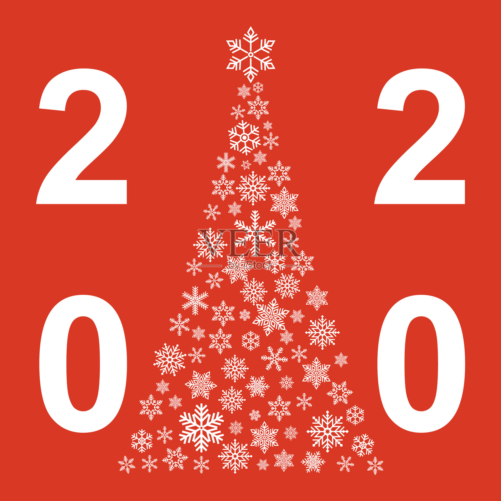 彩色上孤立有小片状的圣诞树插画图片素材