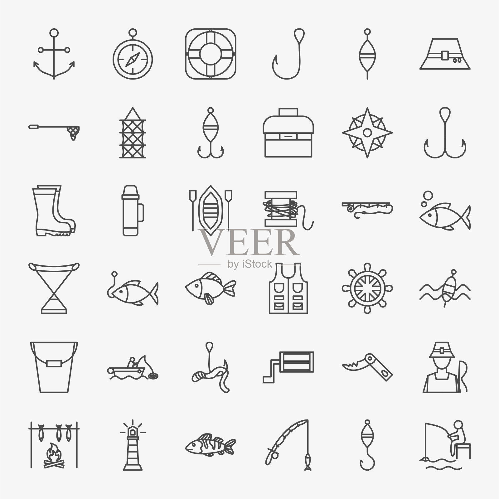 钓鱼线图标集插画图片素材