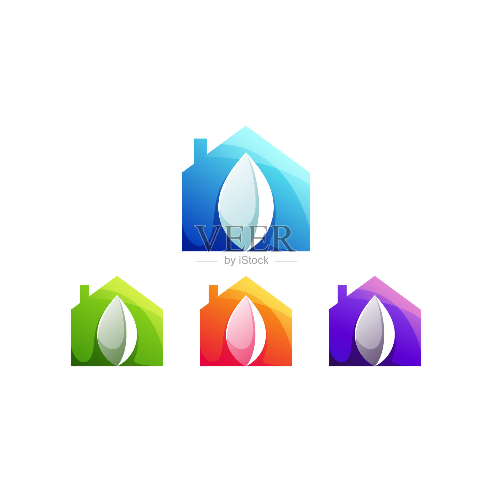 房屋渐变颜色标志设计插画图片素材