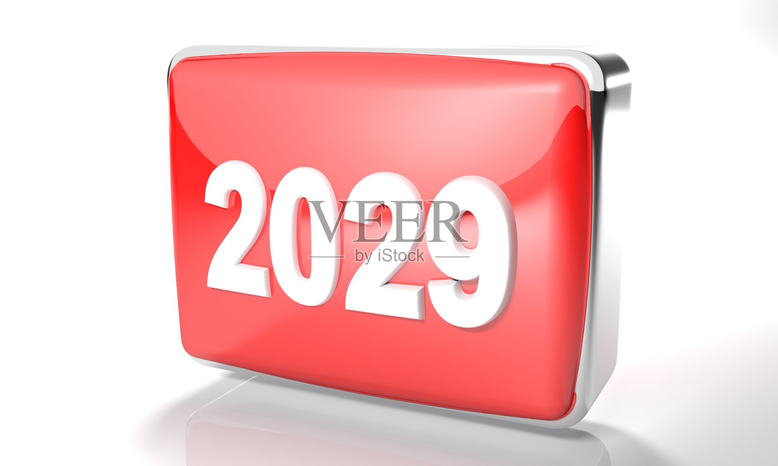 2029亮红色盒子在白色背景- 3D渲染插图照片摄影图片