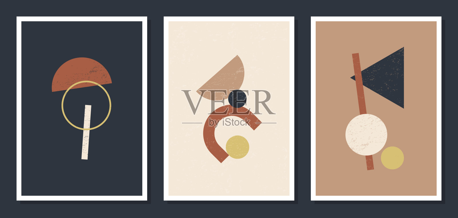 极简几何矢量艺术墙海报。最小的20世纪20年代几何抽象当代海报矢量模板波西米亚原始形状元素装饰墙壁时髦的风格插画图片素材