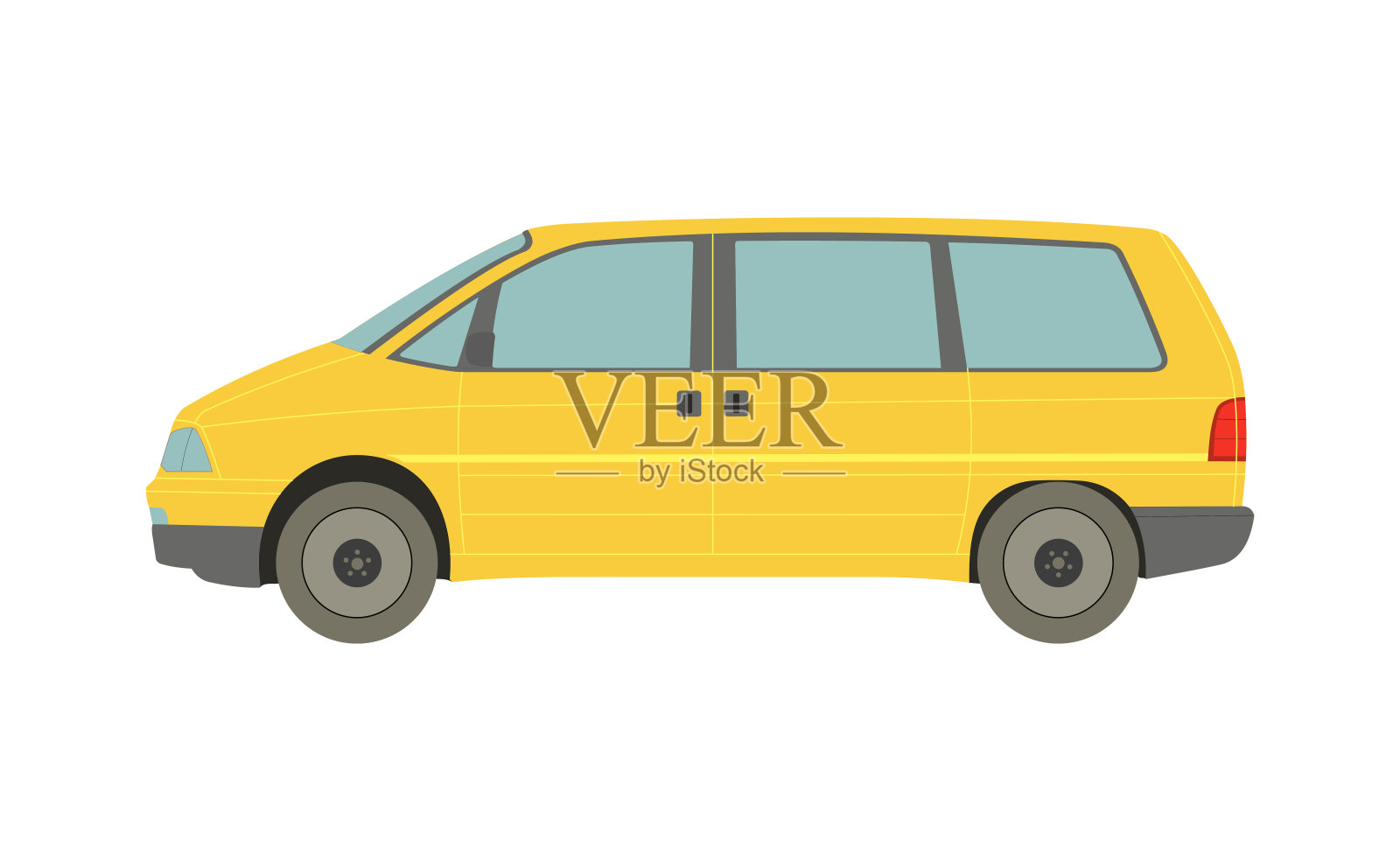 白色背景上的黄色面包车-矢量设计元素图片