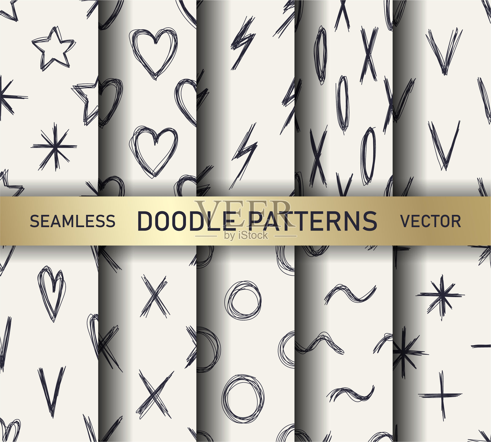 矢量涂鸦无缝图案合集插画图片素材