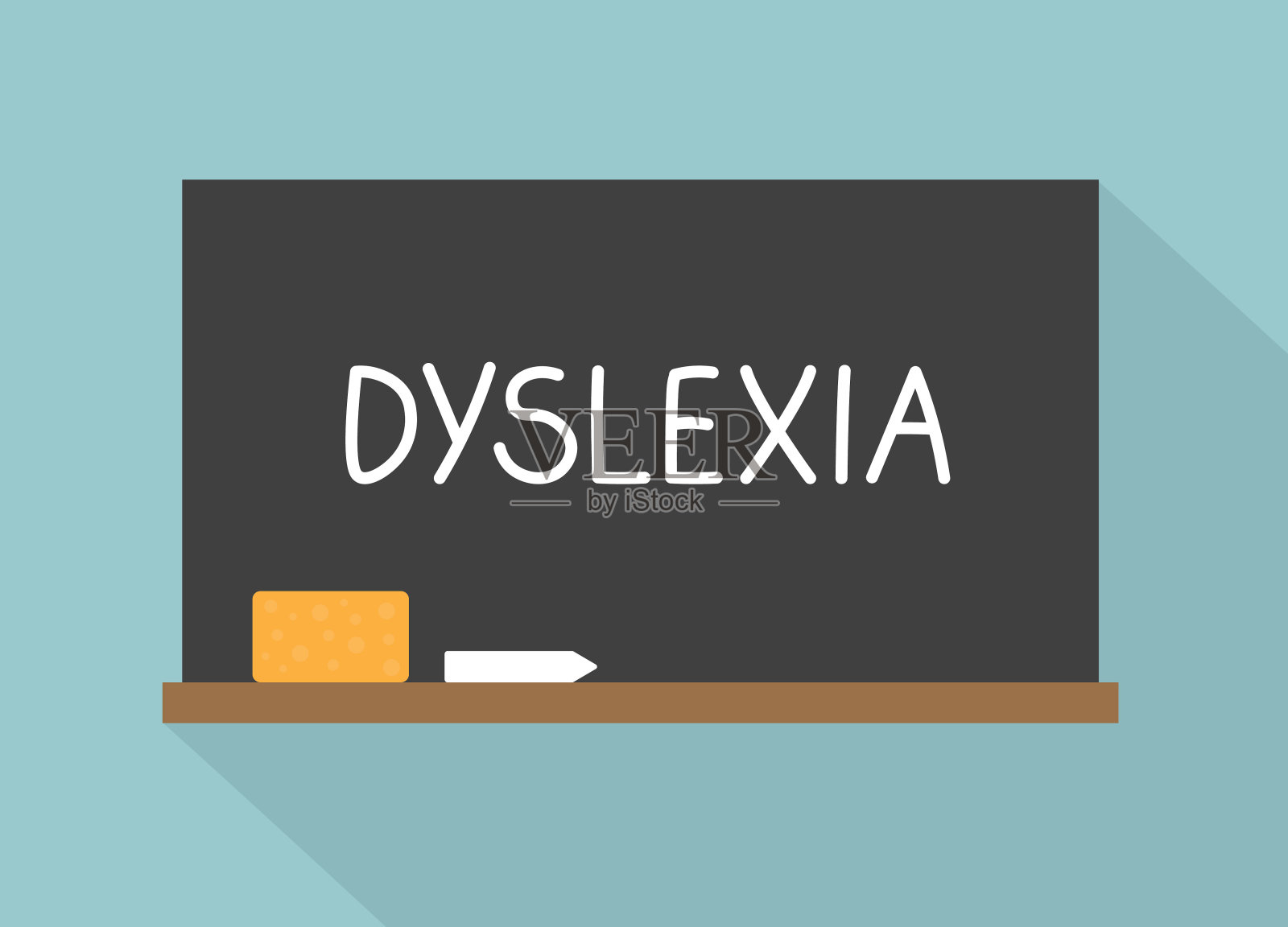 书写在学校黑板上的失读症单词插画图片素材