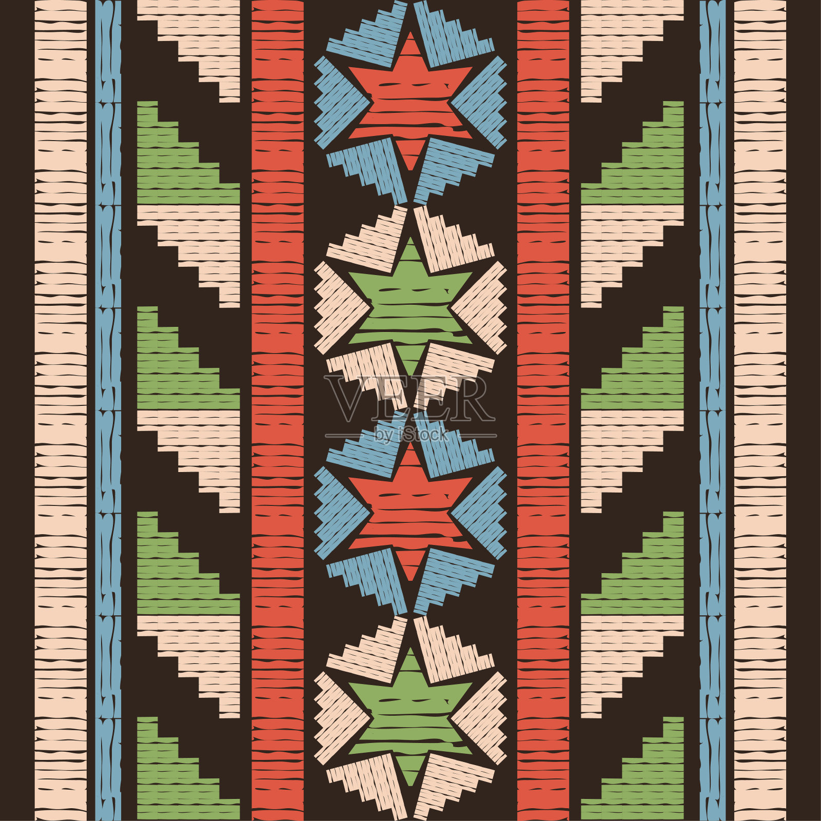 墨西哥的格子。无缝模式。设计与手动孵育。插画图片素材