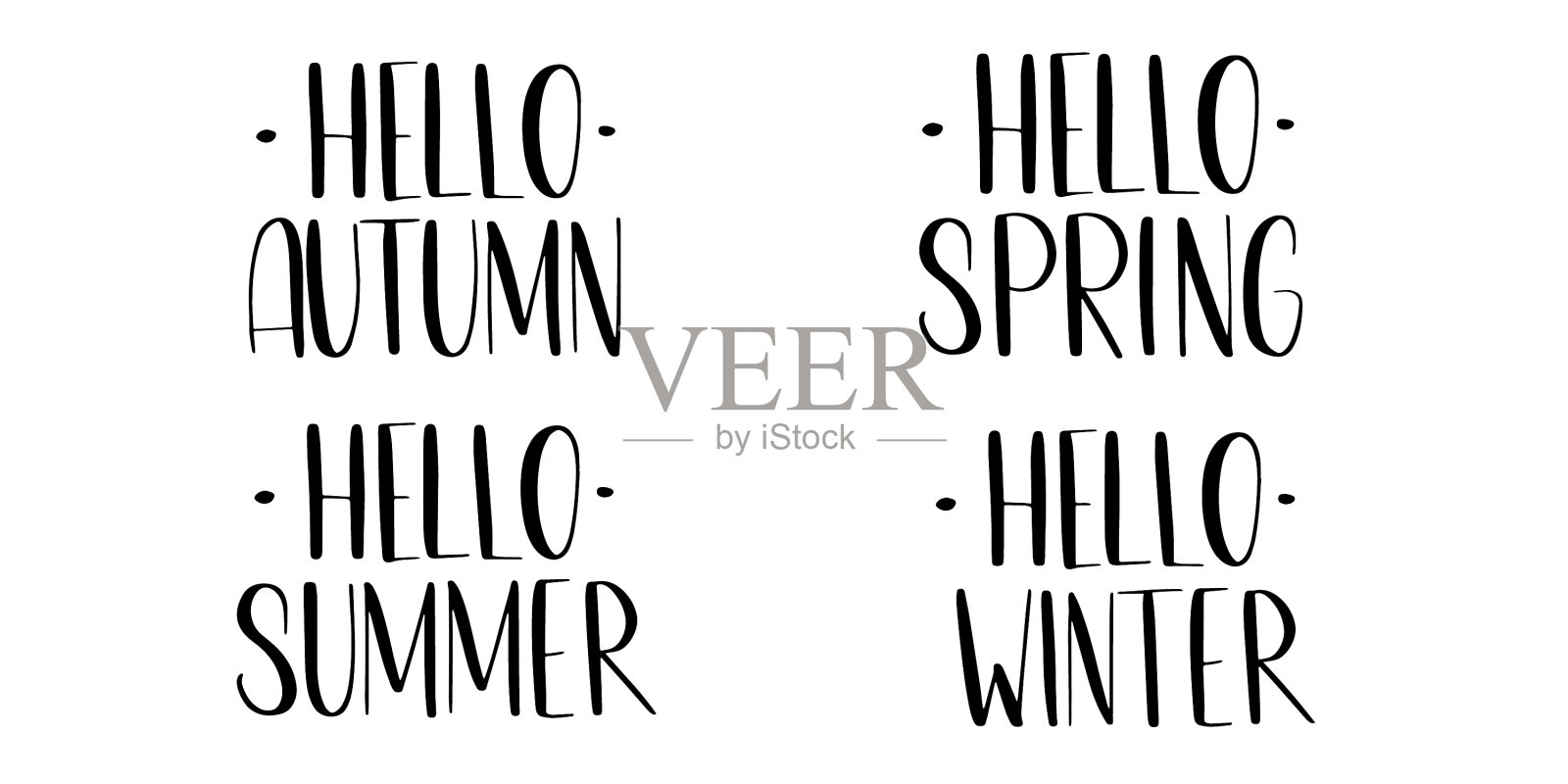 你好秋春冬夏题词插画图片素材