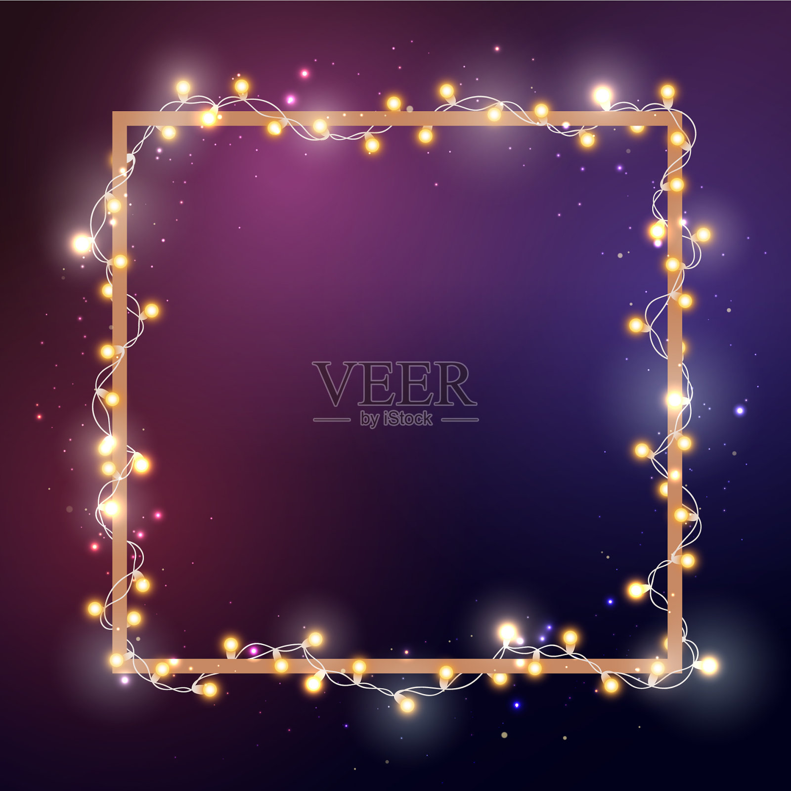 圣诞灯边境插画图片素材