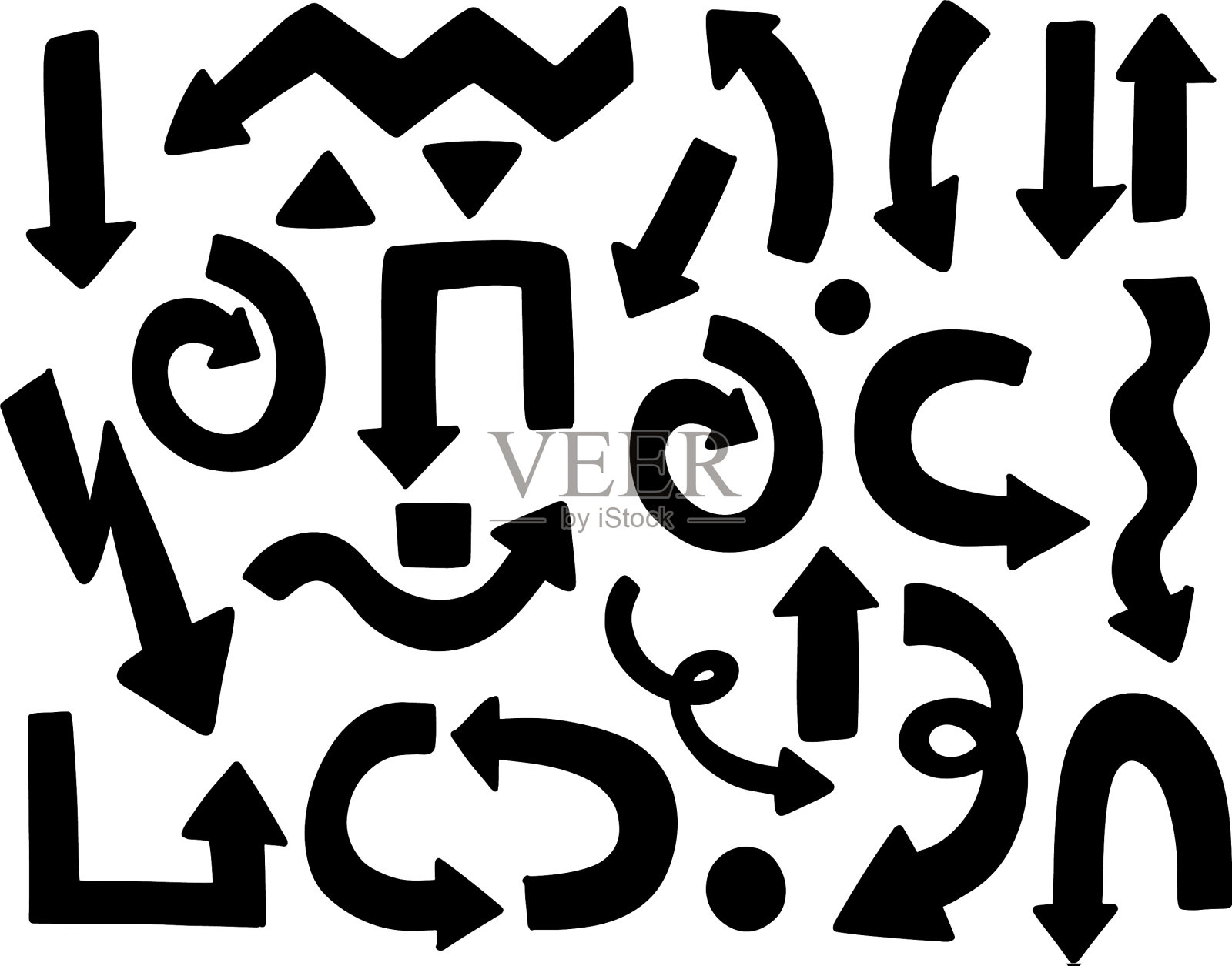 箭头手绘集孤立集合元素设计元素图片