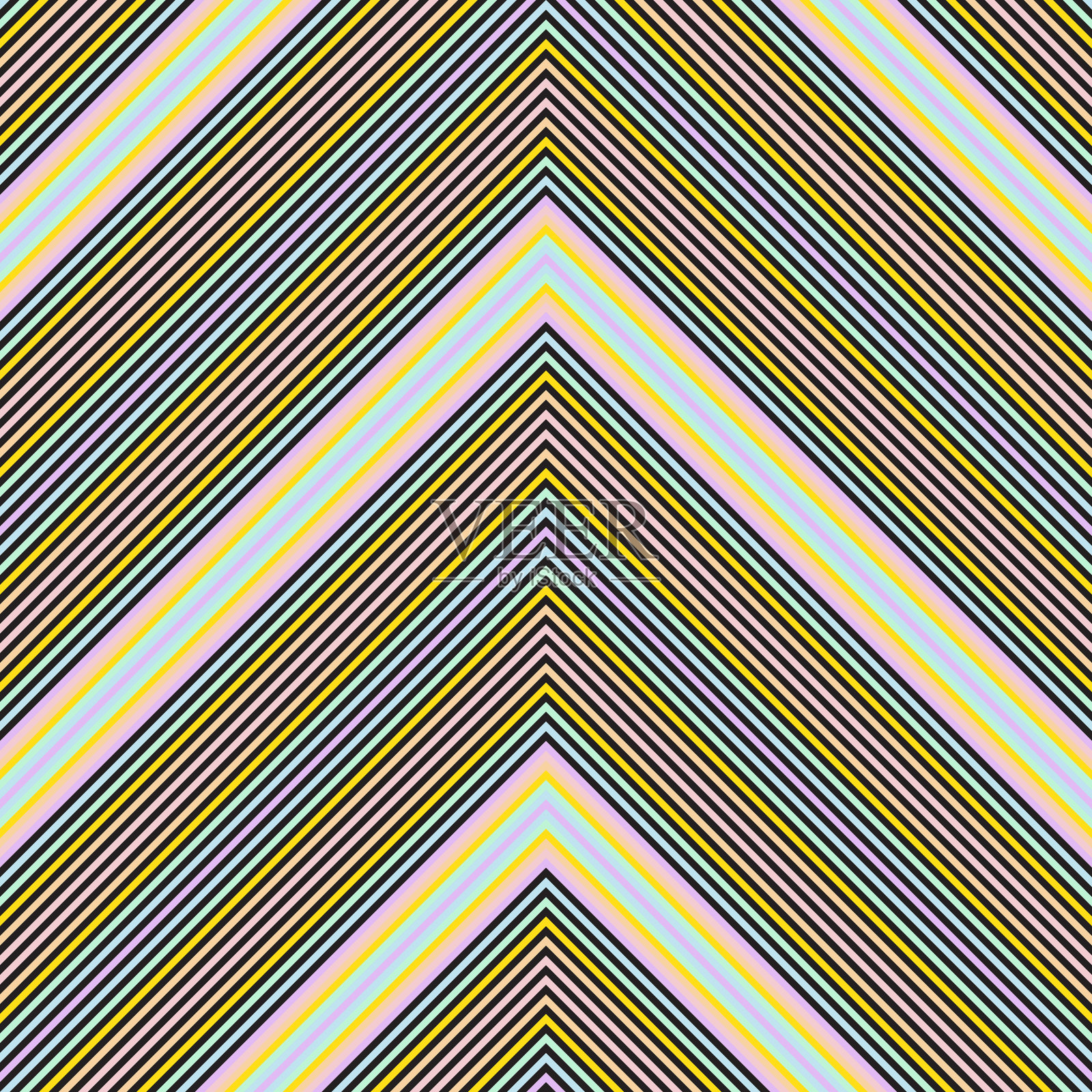 彩虹人字形斜条纹无缝图案插画图片素材