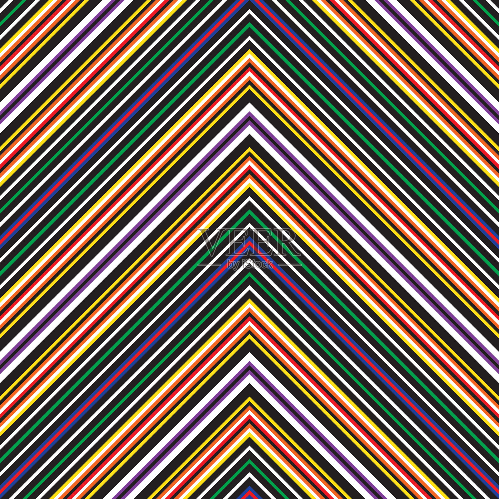 彩虹人字形斜条纹无缝图案插画图片素材