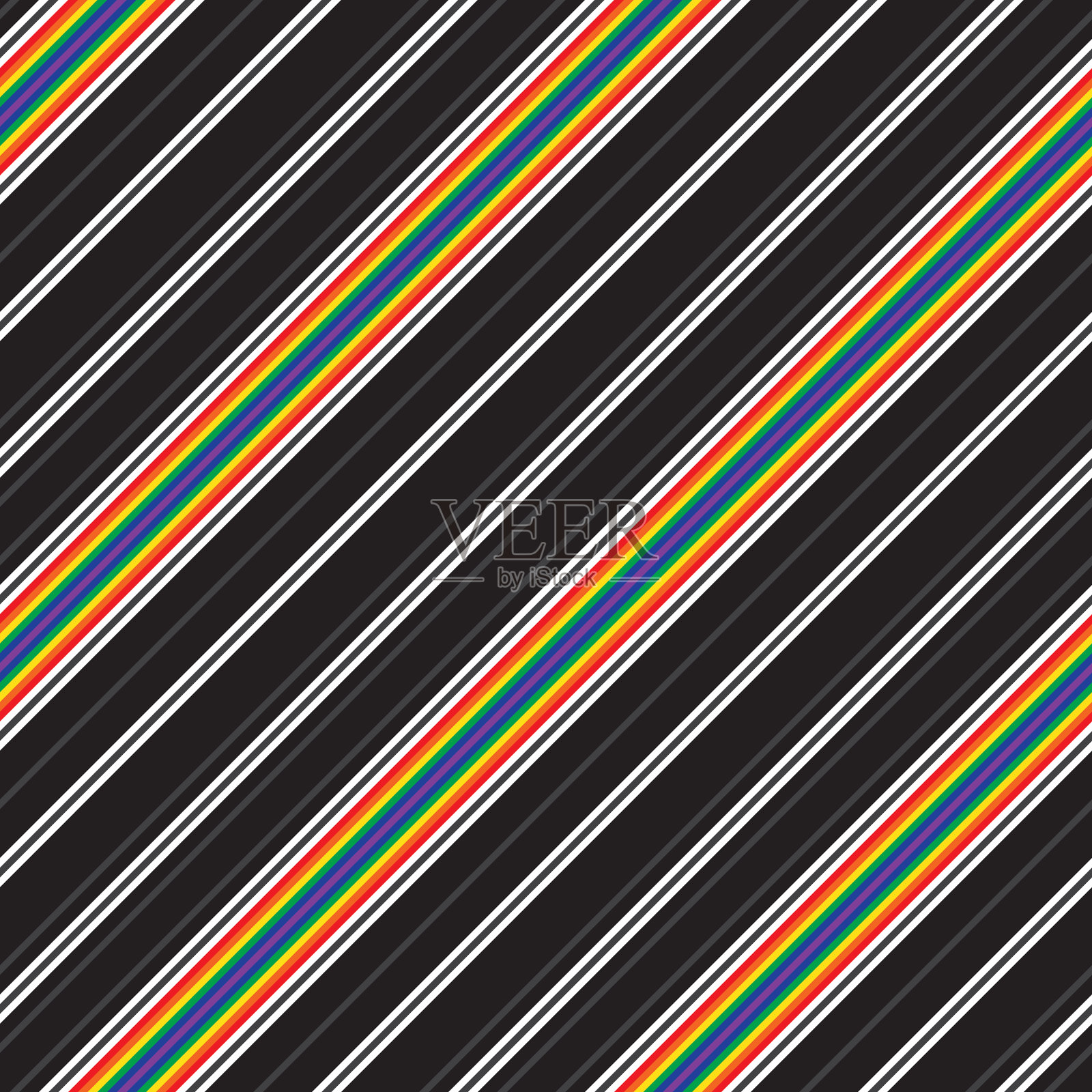 彩虹条纹无缝图案背景中插画图片素材