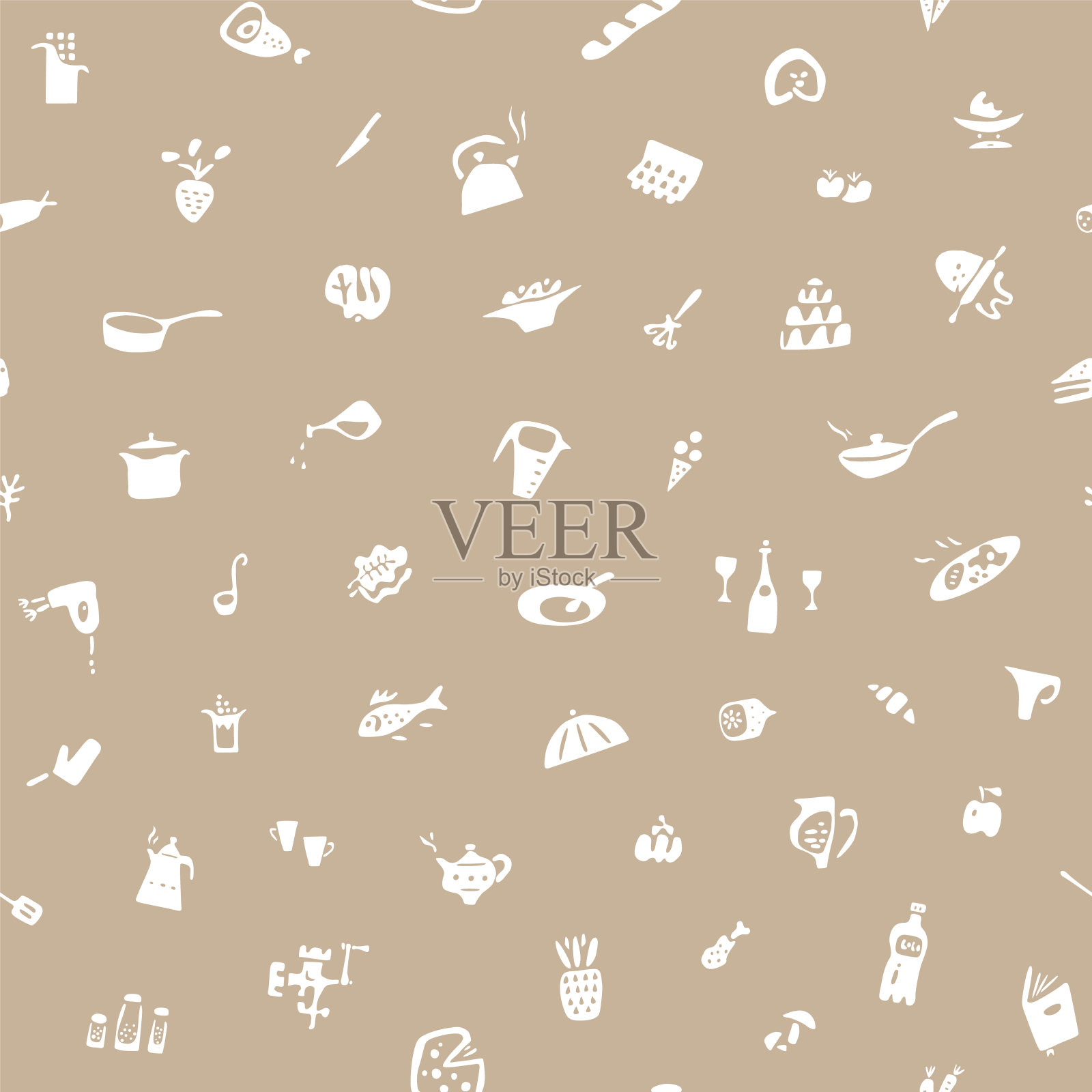 烹饪食物无缝图形背景插画图片素材