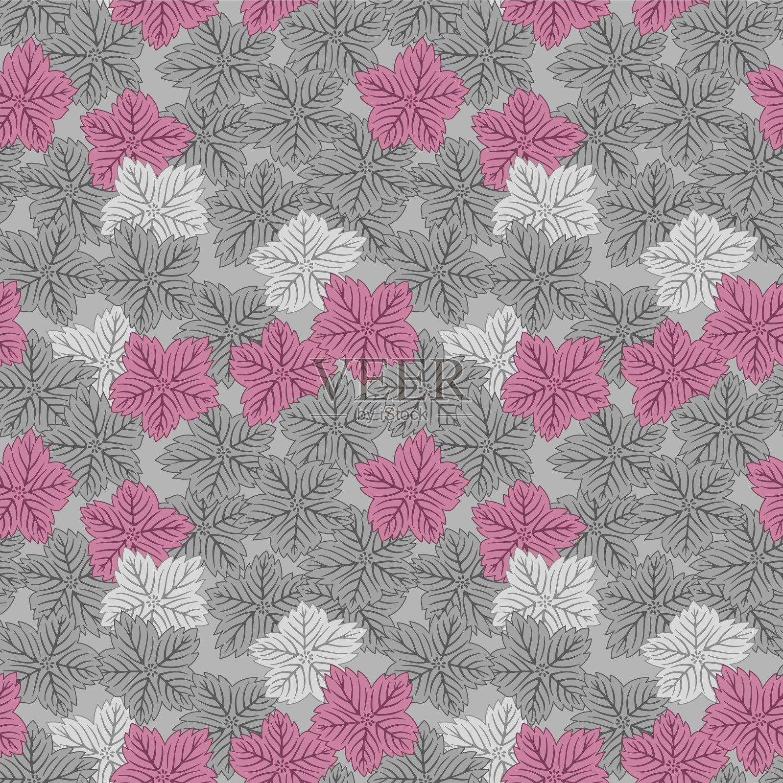 日本重叠秋叶矢量无缝模式插画图片素材