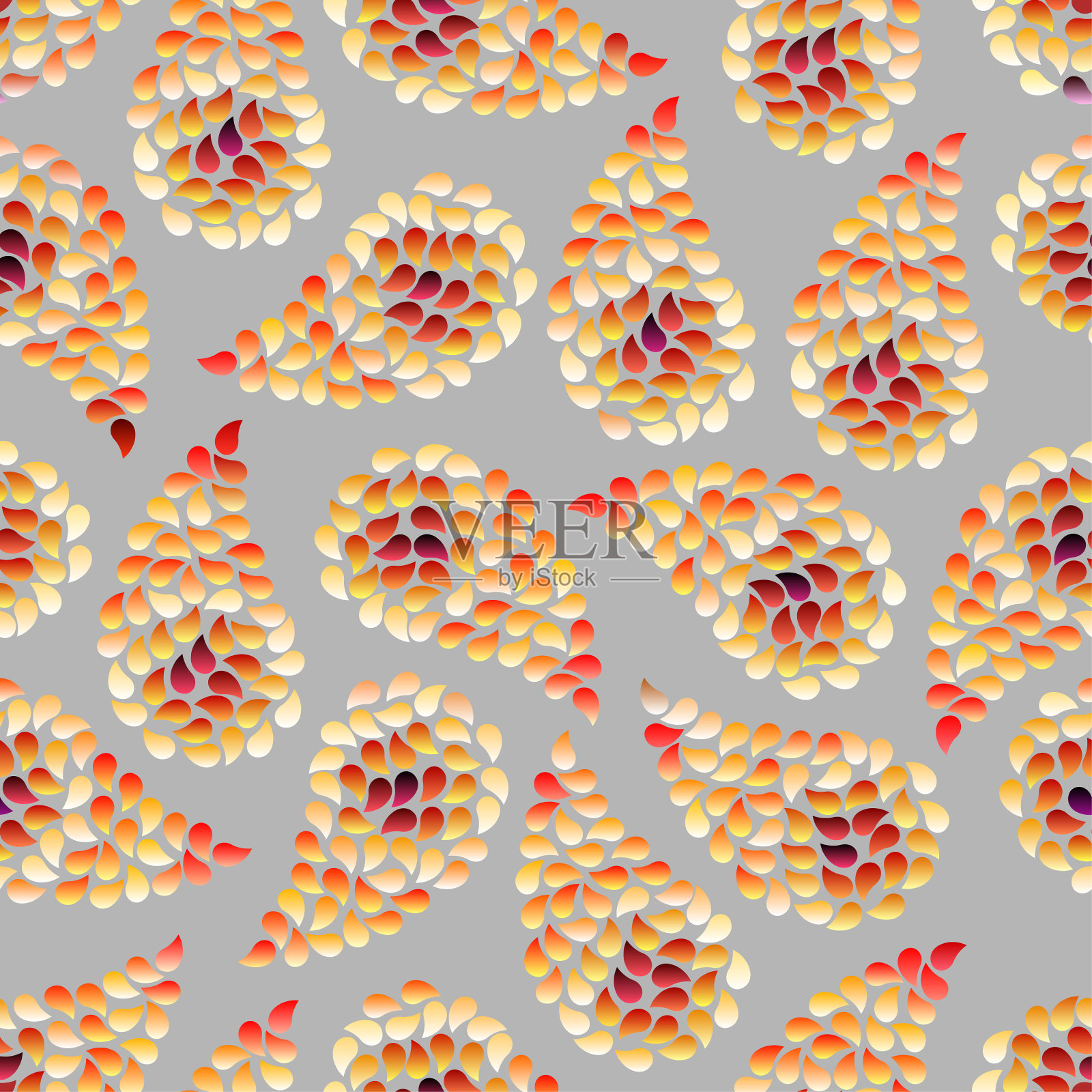 无缝图案佩斯利褐叶背景插画图片素材