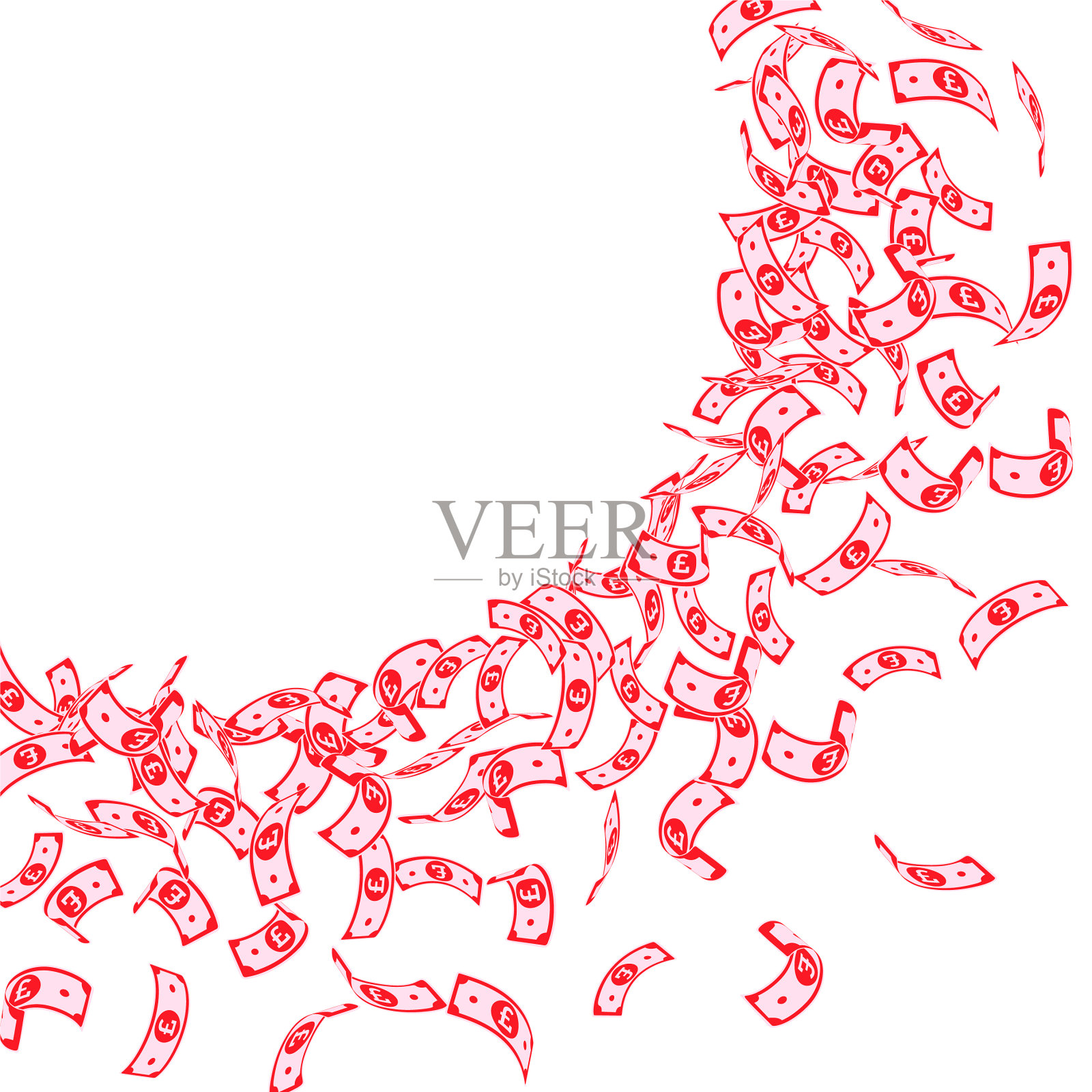 英镑纸币落在小英镑纸币上插画图片素材