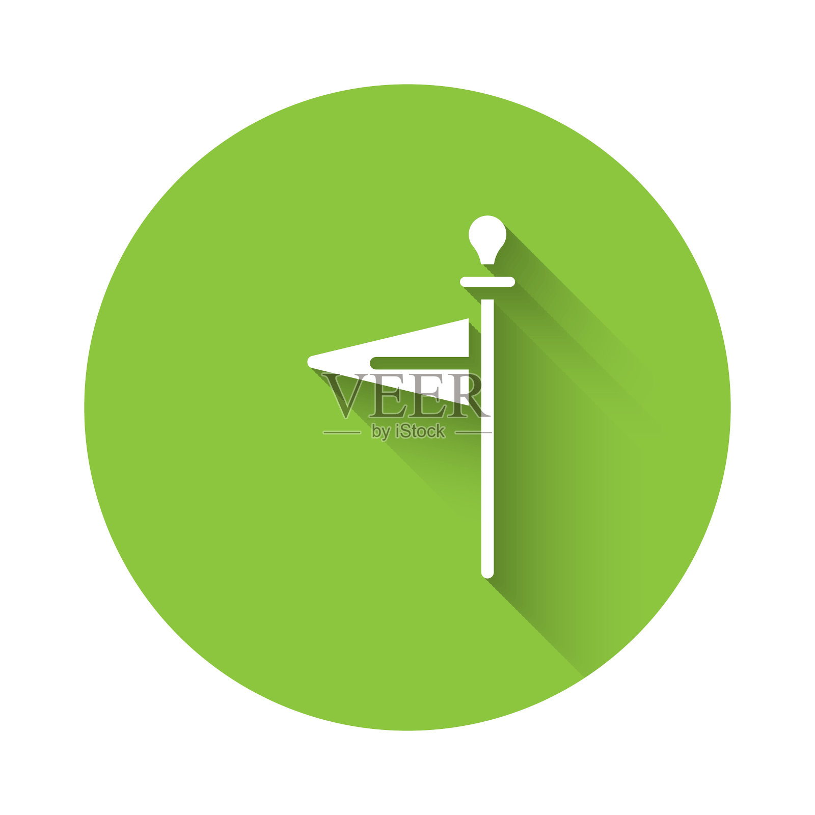 白色中世纪旗帜图标孤立与长影子图标素材