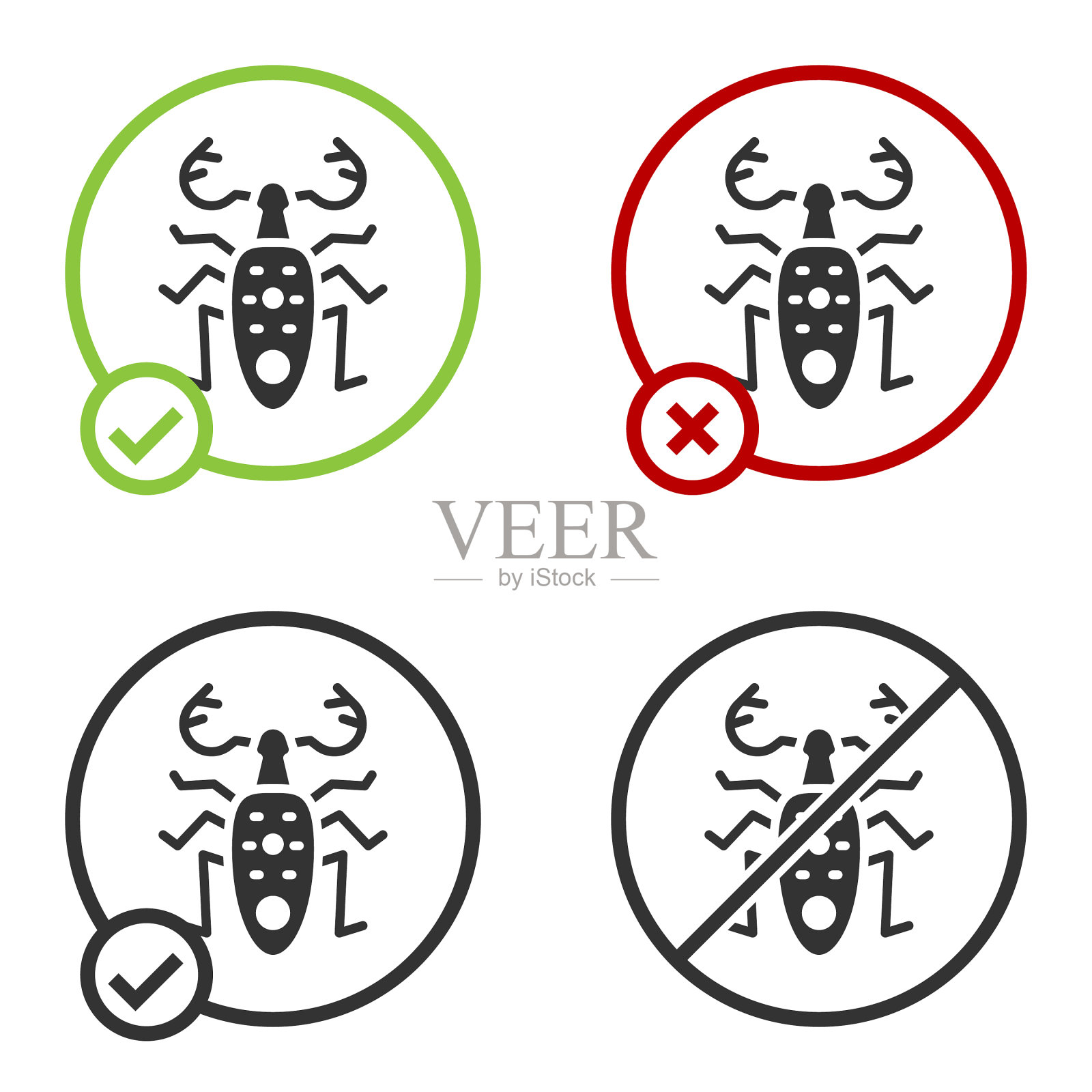黑甲虫鹿图标孤立在白色上图标素材