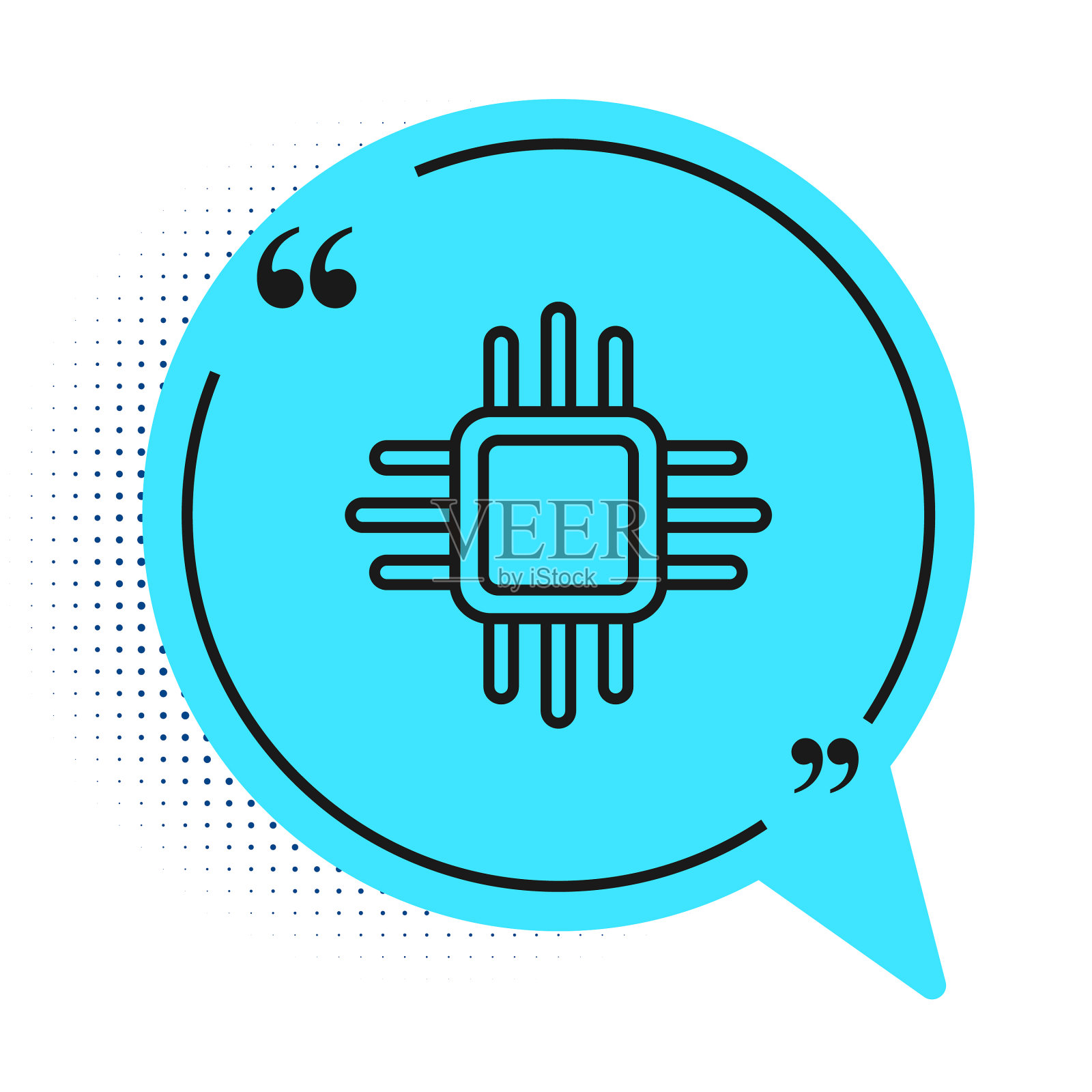 带微电路的黑线计算机处理器插画图片素材