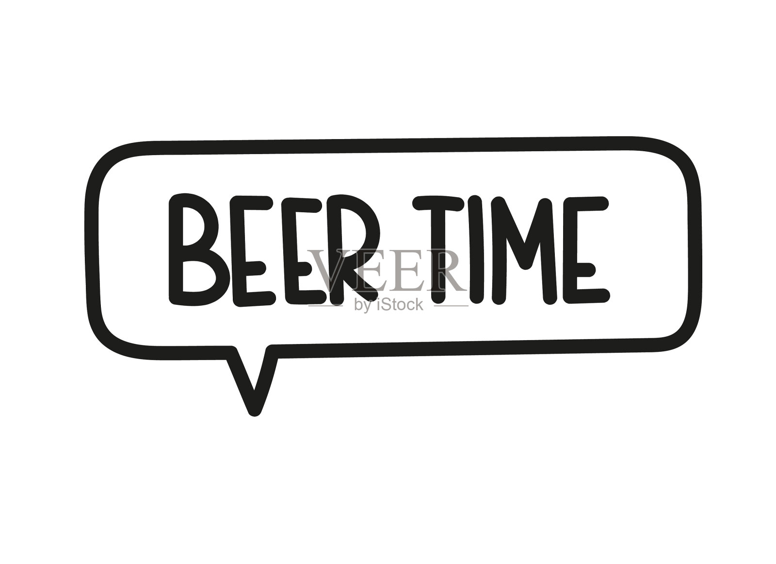啤酒时间手写文字在语音泡插画图片素材