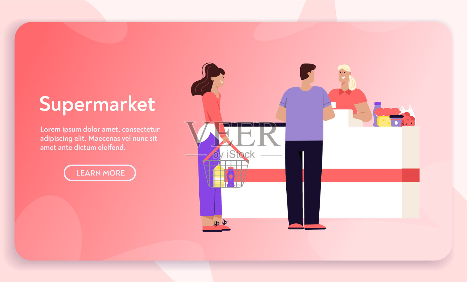 旗帜超市购物概念插画图片素材