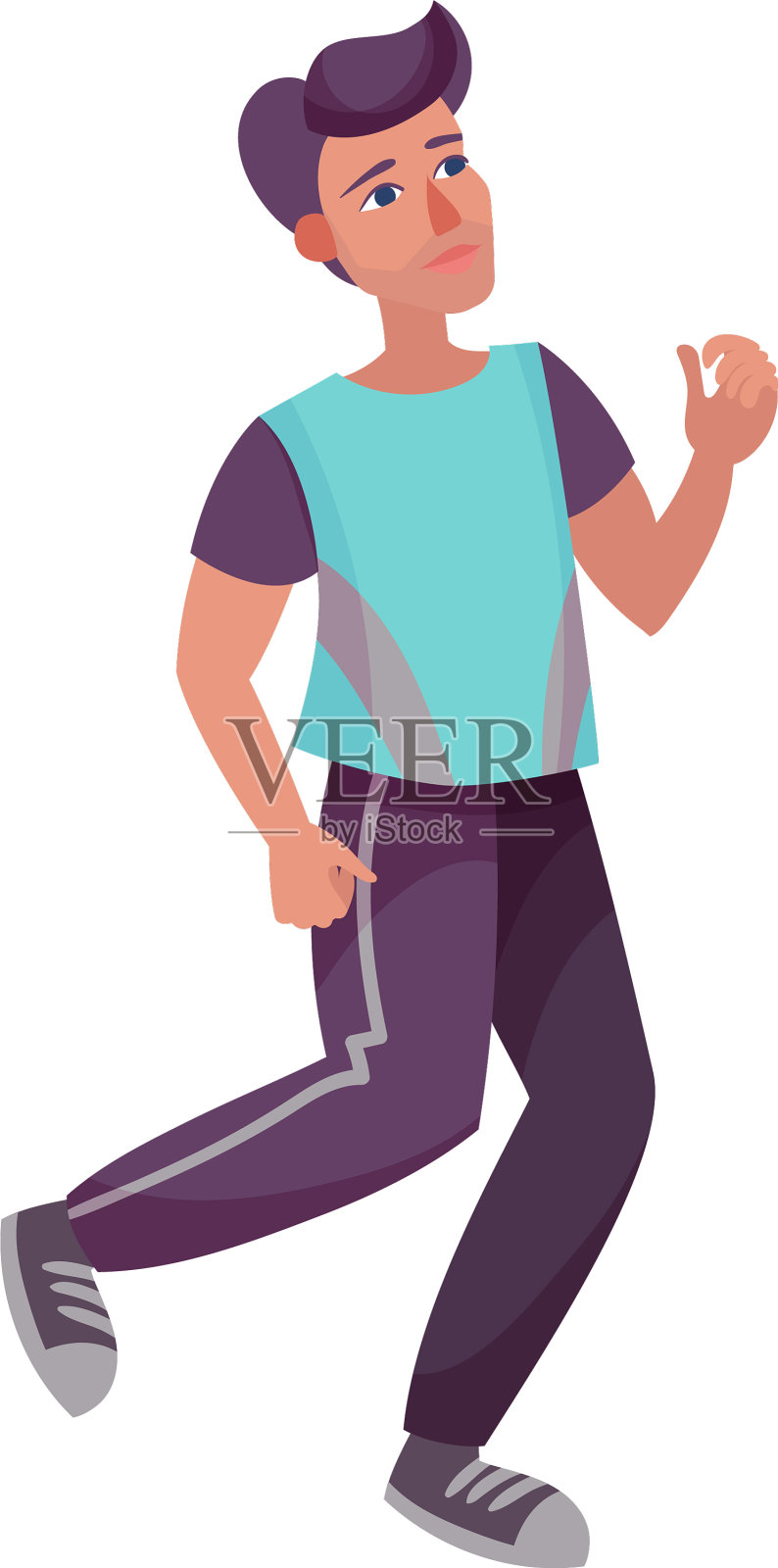 年轻人穿着运动服做运动插画图片素材