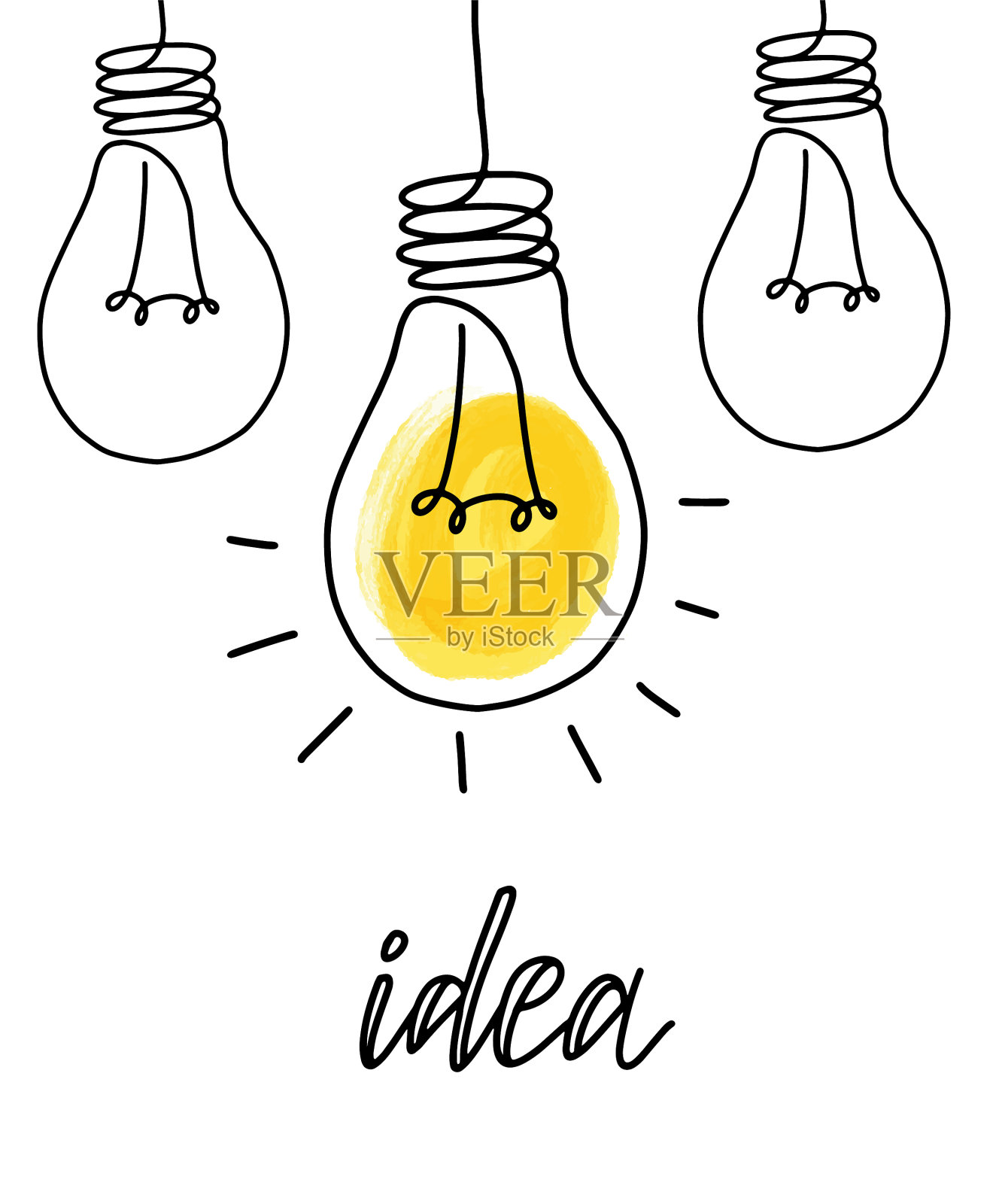 灯泡-创意素描插画图片素材
