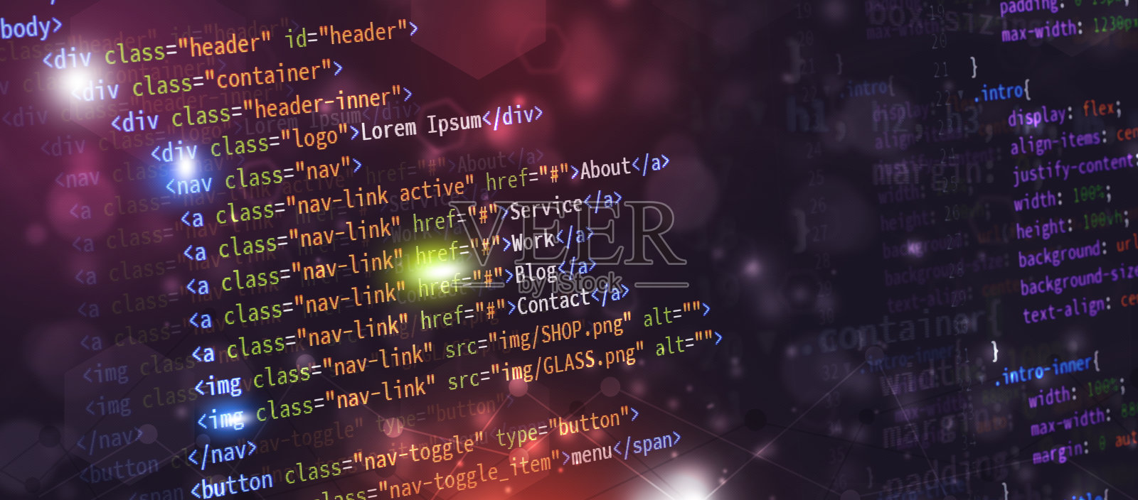 Web HTML编码网站banner插画图片素材