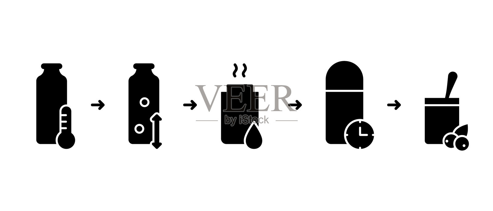 剪影烹饪指导热水瓶酸奶图标素材