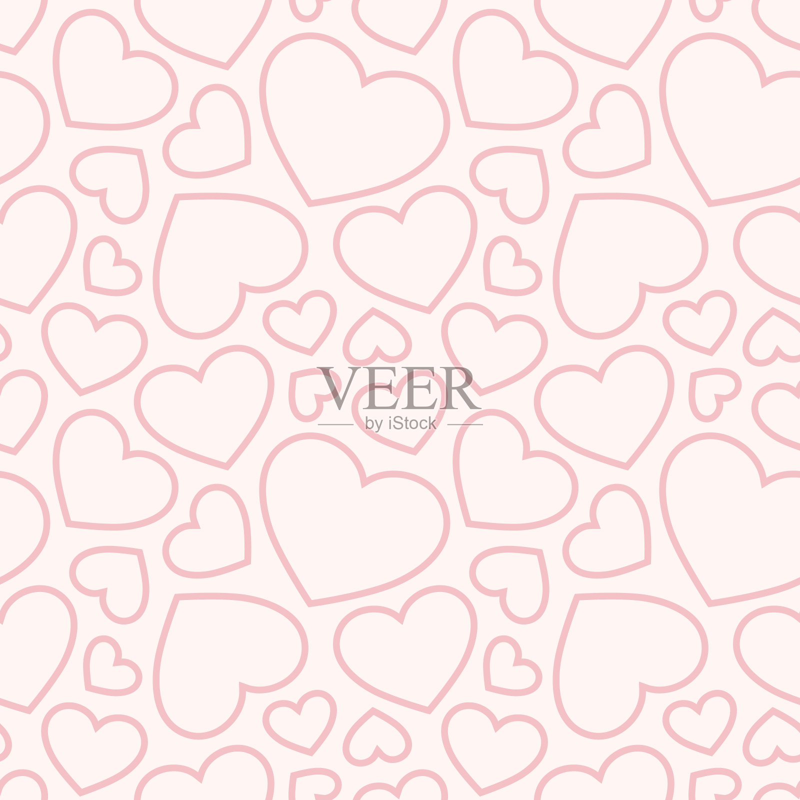 粉色心形无缝图案。情人节的背景。浪漫爱情主题插画图片素材