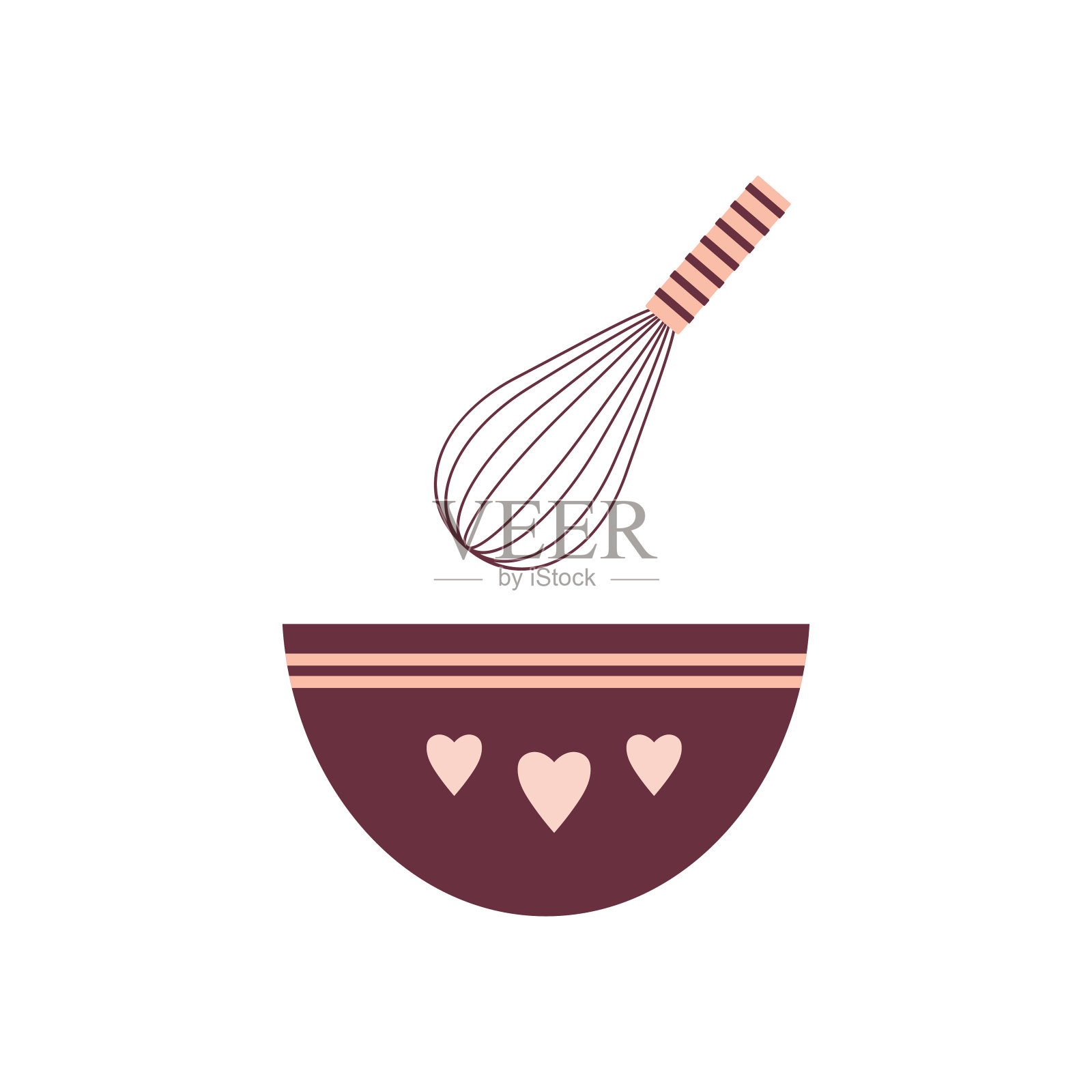 厨房碗与搅拌器隔离白色插画图片素材