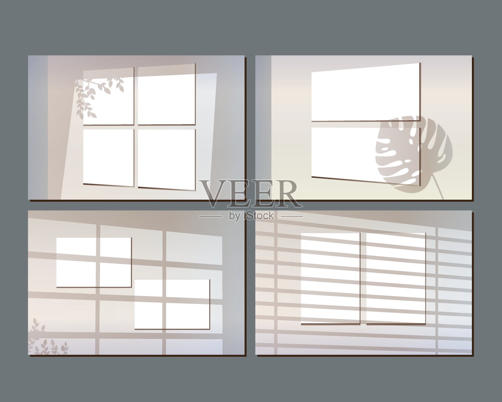 一组模型，窗口阴影，真实的矢量股票插图作为覆盖模板与纸与阴影的品牌插画图片素材
